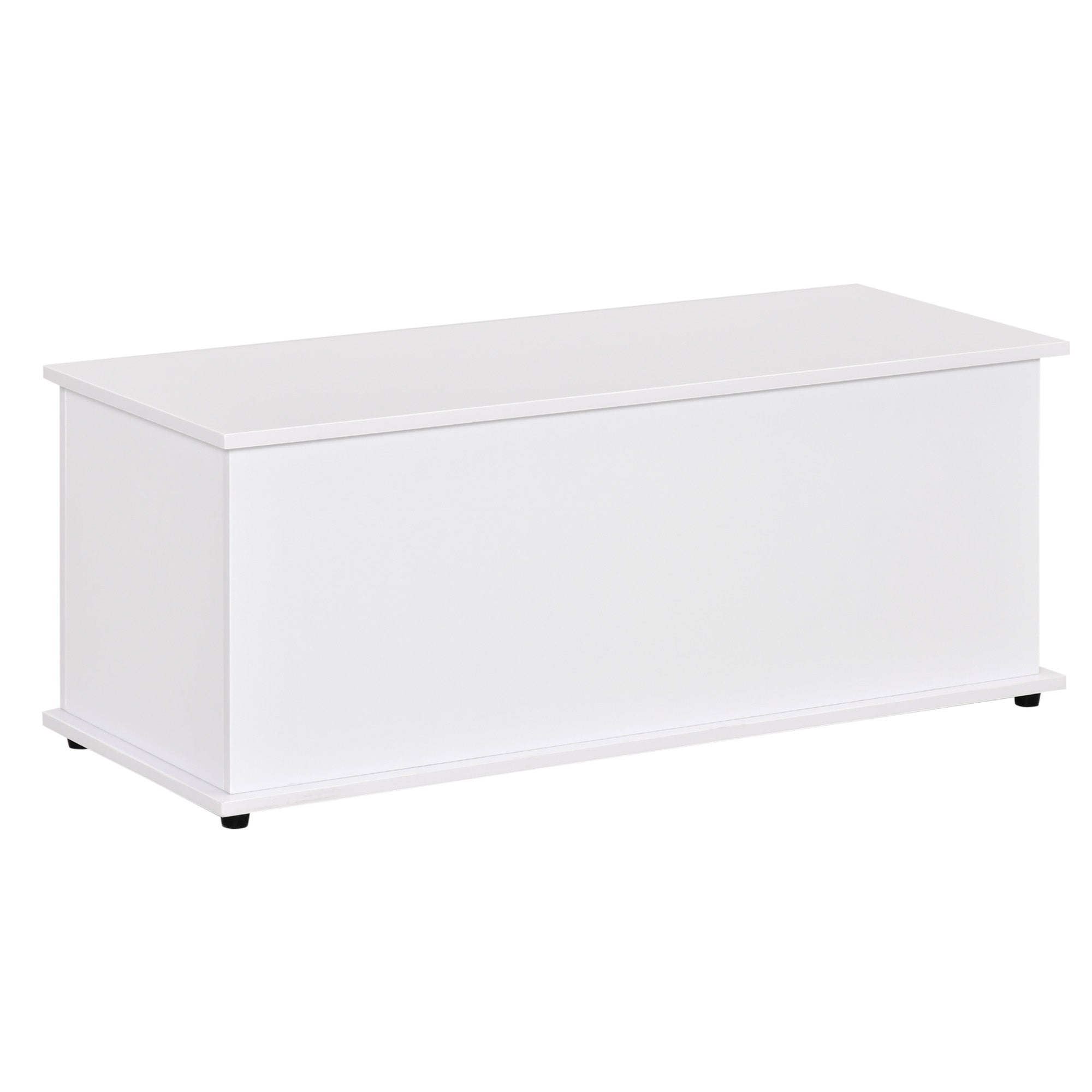 Wooden Storage Box Clothes Toy Chest Bench Seat Ottoman Bedding Blanket Trunk Container with Lid - White-0