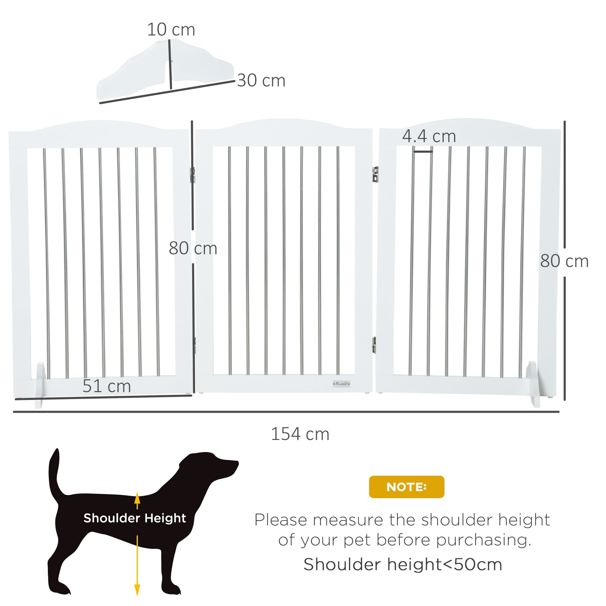 Foldable Dog Gate, Wooden Freestanding Pet Gate with 2 Support Feet, Dog Barrier for Doorways, Stairs, Halls - White-2