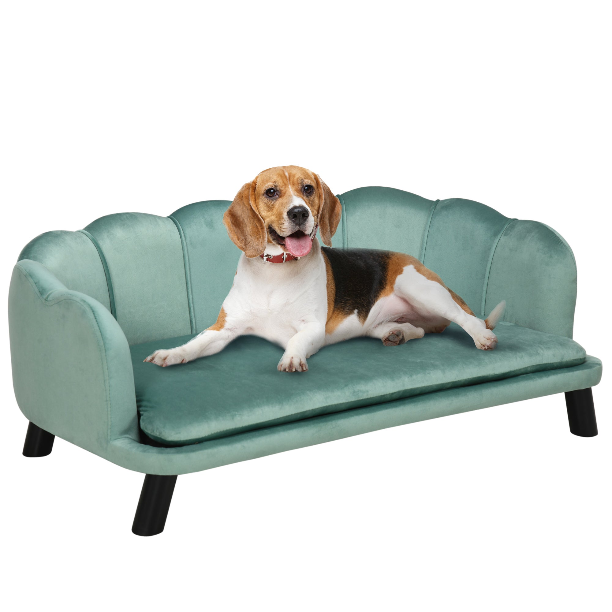 Dog Sofa, Pet Couch Bed for Medium, Large Dogs, with Legs, Cushion - Green-0