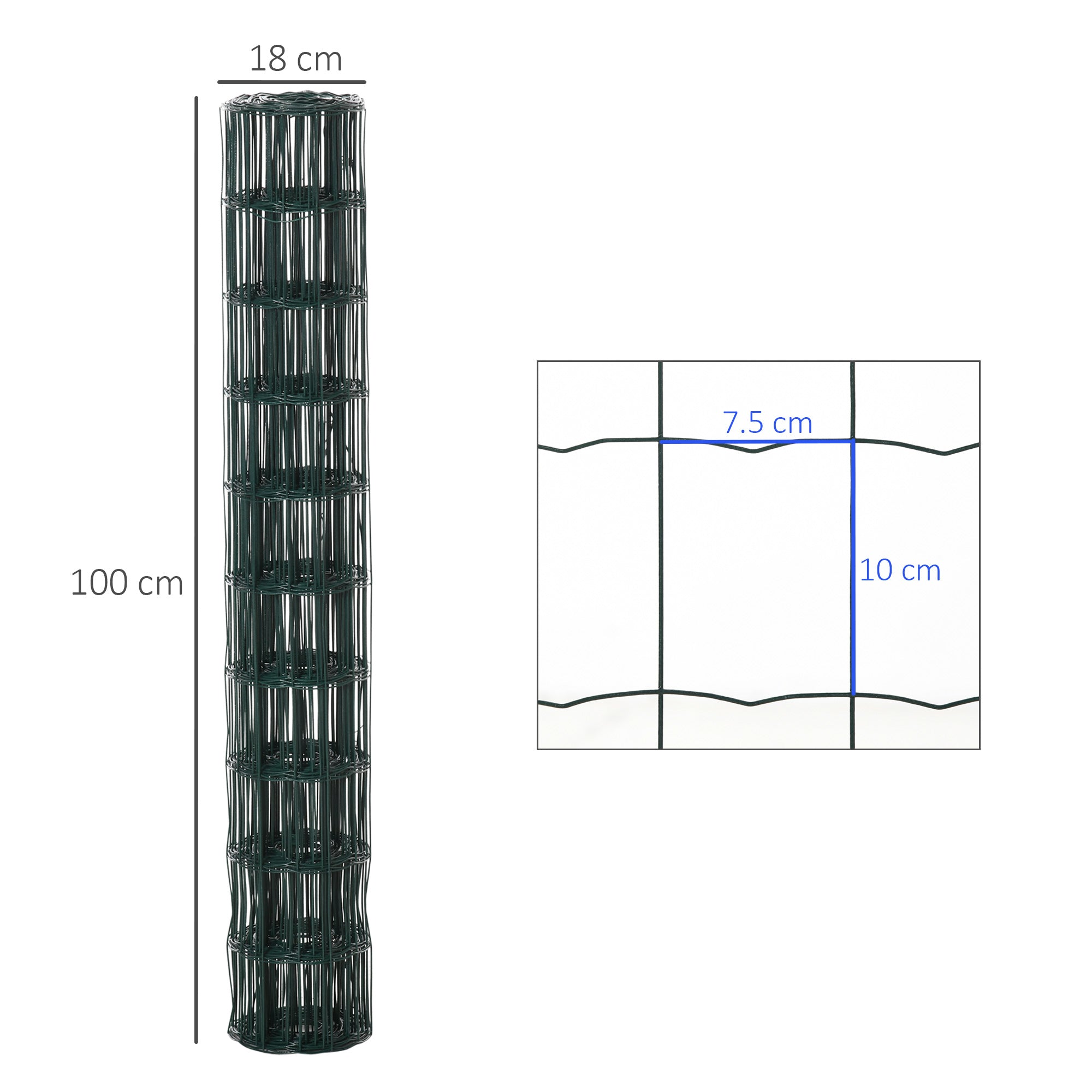 1m x 10m Chicken Wire Mesh, Foldable PVC Coated Welded Garden Fence, Roll Poultry Netting, for Rabbit, Green-2