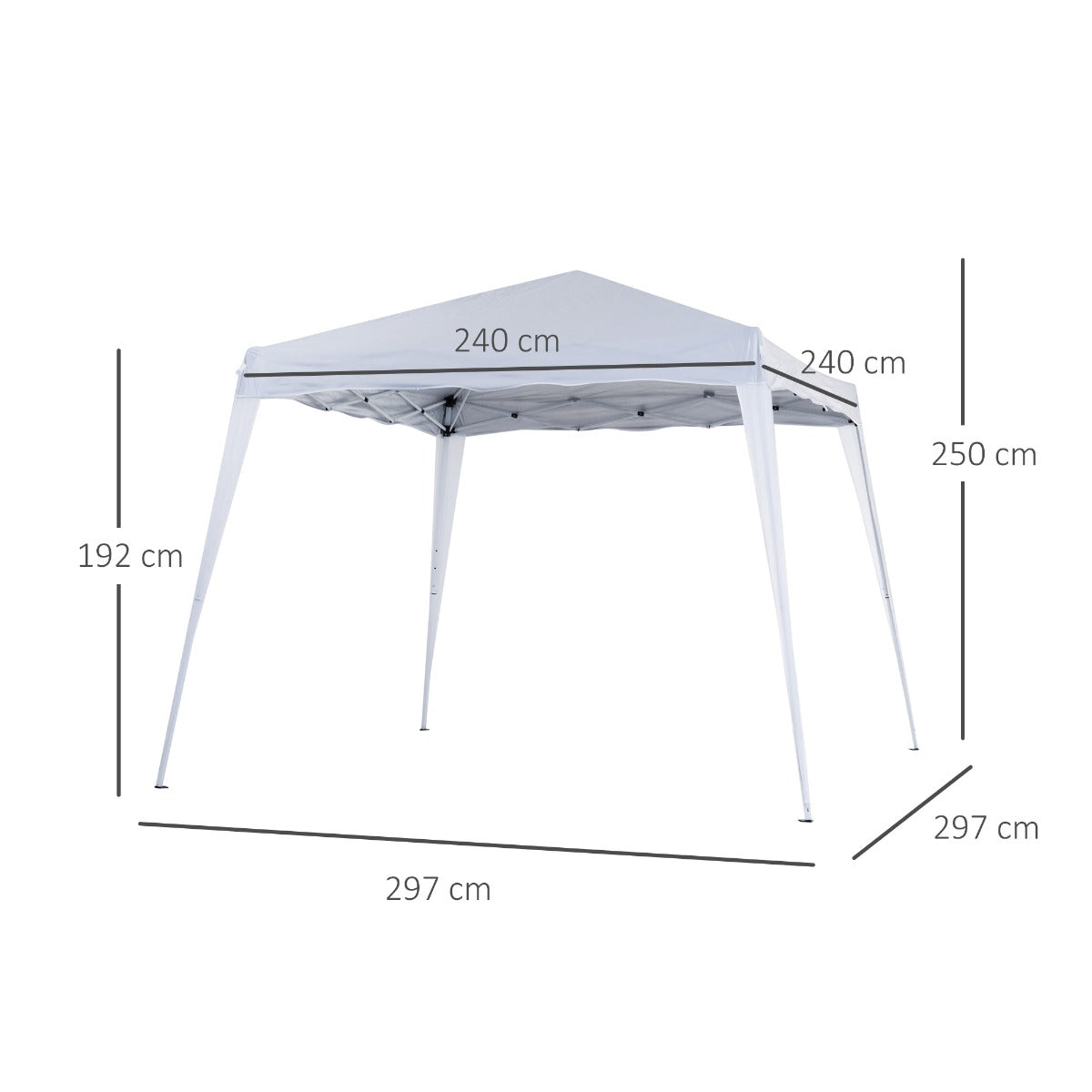 3 x 3 m Canopy Tent Slant Leg Pop Up Gazebo w/ Carry Bag, Height Adjustable Party Tent Instant Event Shelter for Garden, Patio, White-2