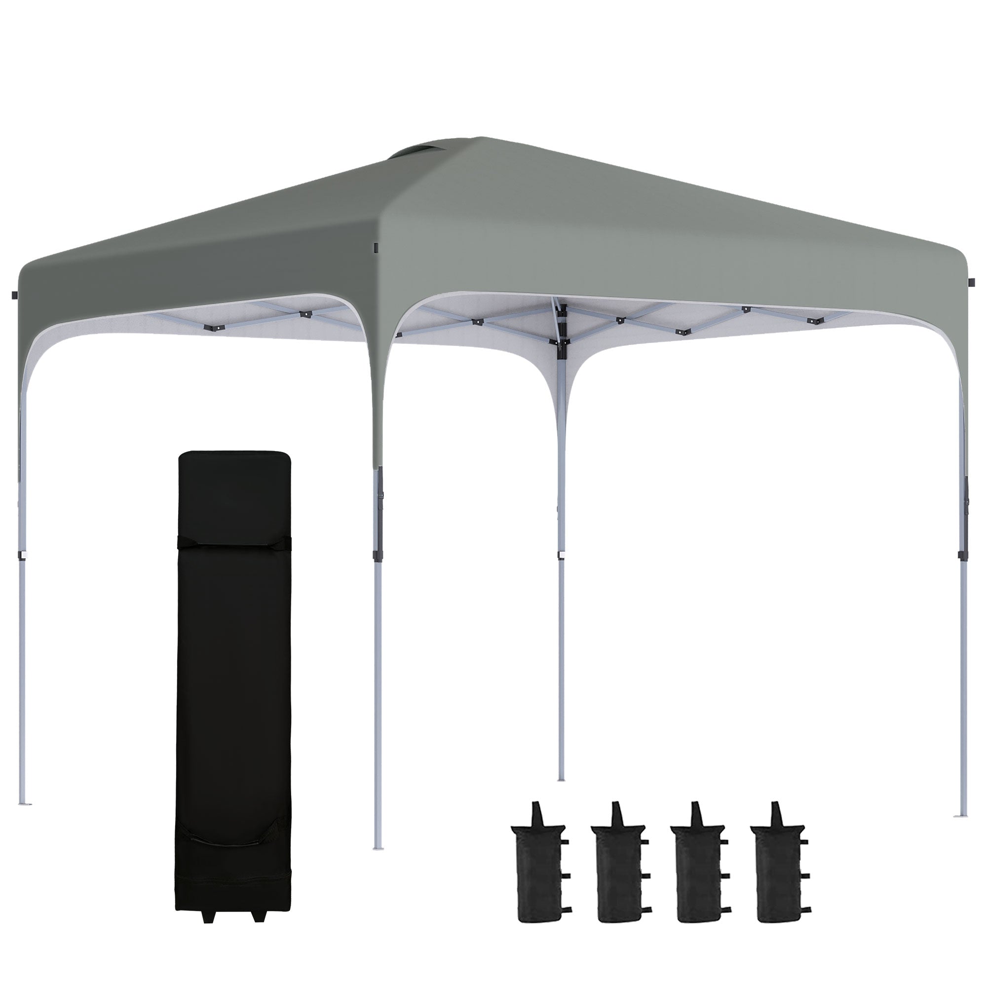 3 x 3 (M) Pop Up Gazebo, Foldable Canopy Tent with Carry Bag with Wheels and 4 Leg Weight Bags for Outdoor Garden Patio Party, Dark Grey-0