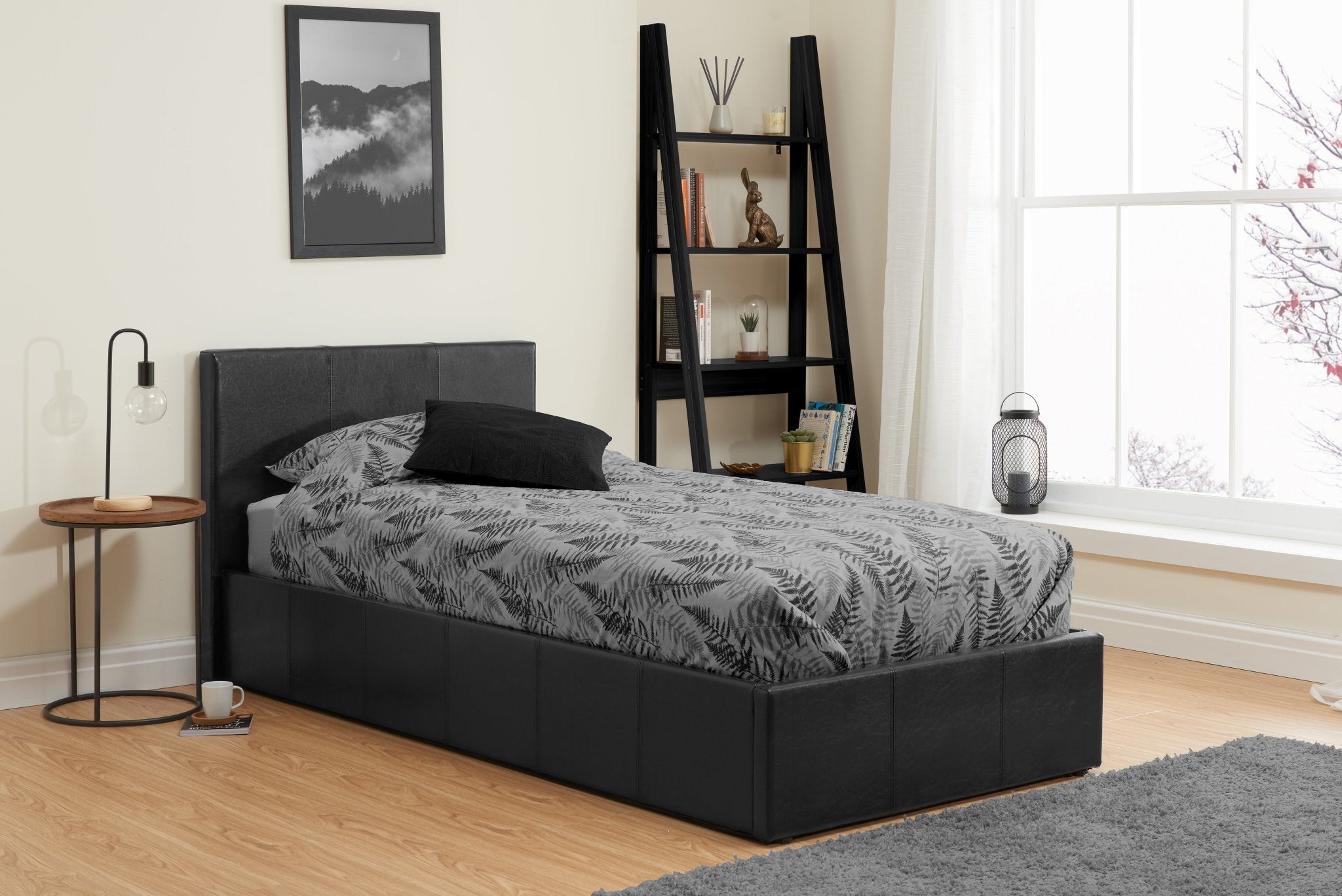 Berlin Single Ottoman Bed - Black-1