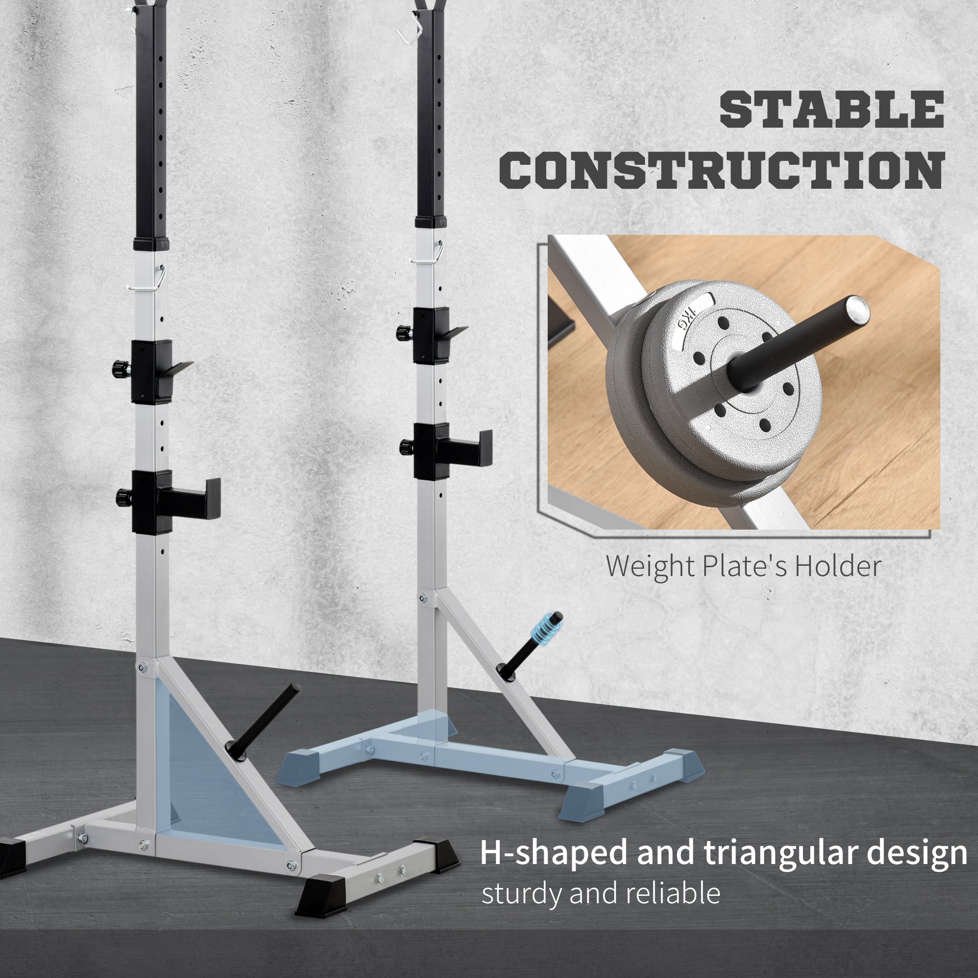 Weights Bar Barbell Rack Squat Stand Adjustable Portable Weight Lifting Suitable For Home Gym Training Work Out-3