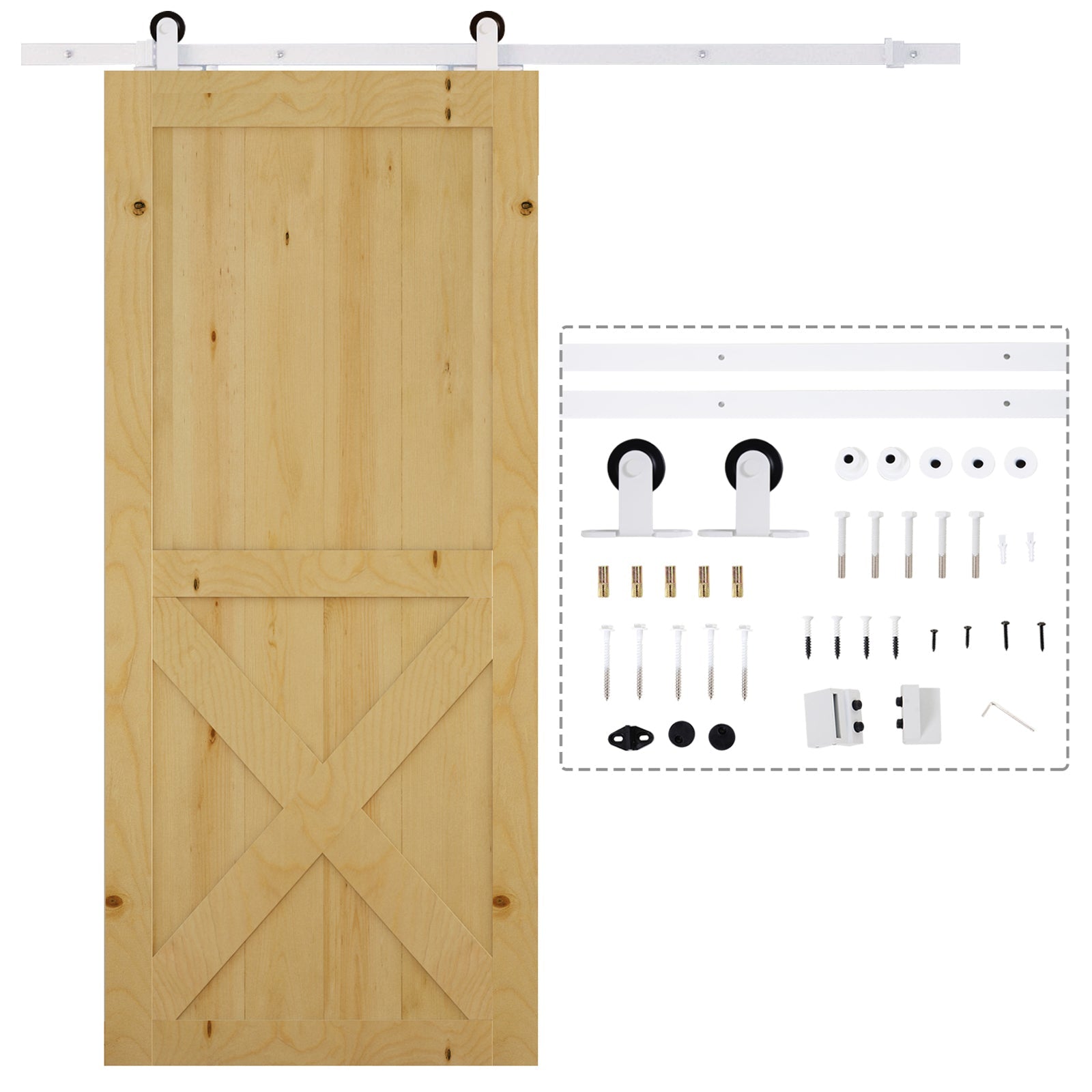 6ft Modern Carbon Steel Sliding Door Track Kit White-0