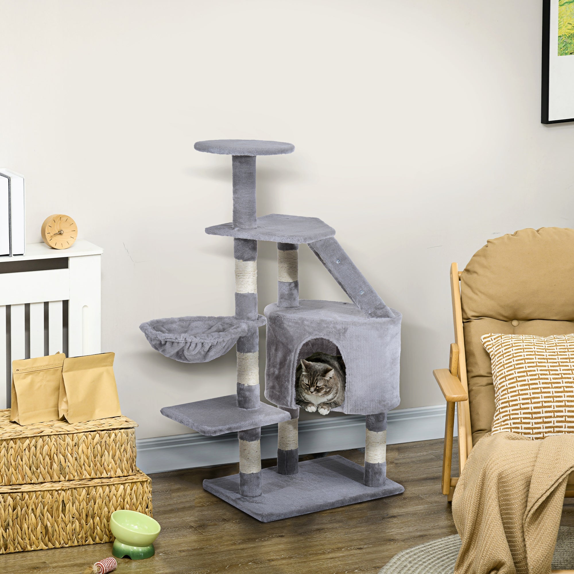 Cat Tree Kitten Scratching Post Scratch Scratcher Climb Activity Center Play House Pet Furniture 125cm (Grey)-1