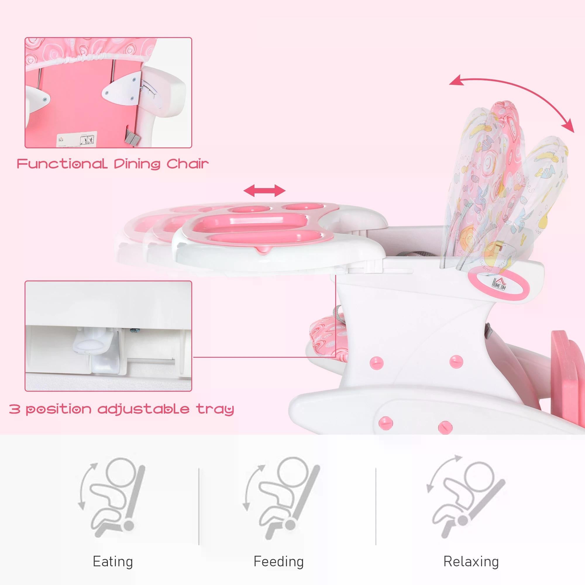 HDPE 3-in-1 Baby Booster High Chair Pink-4