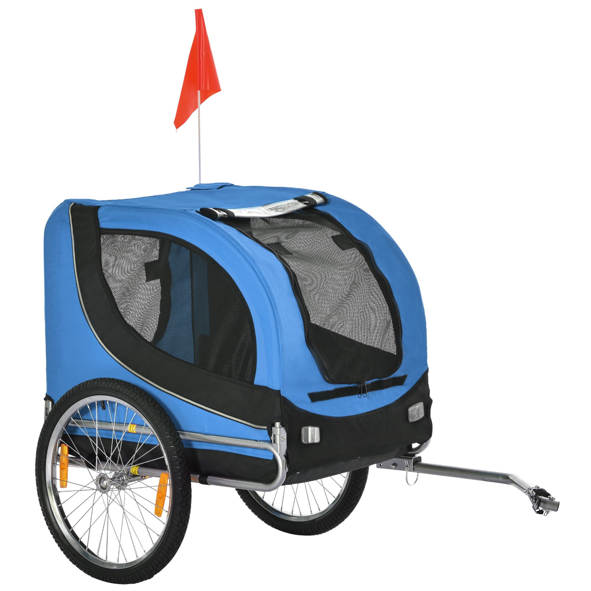 Dog Bike Trailer Folding Bicycle Pet Trailer W/Removable Cover-Blue-0