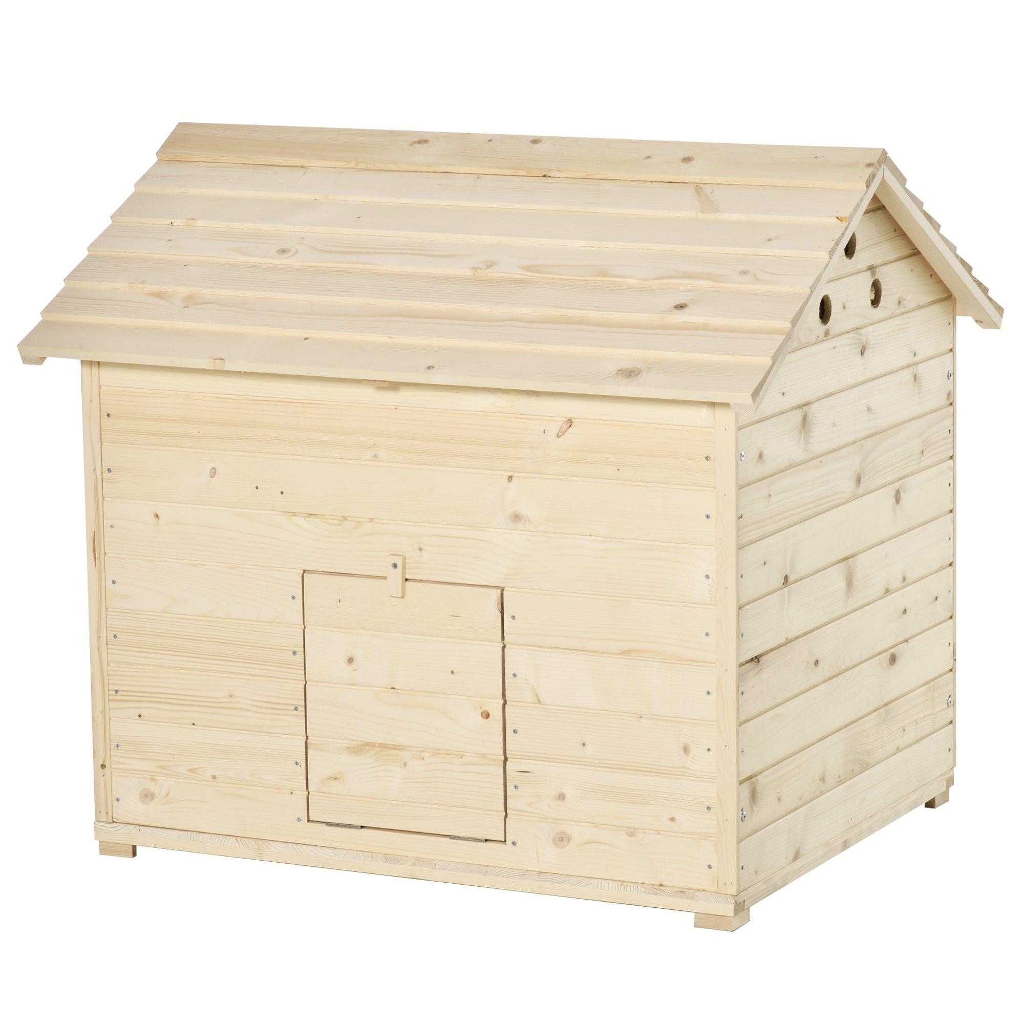 Wooden Duck House Poultry Coop for 2-4 Ducks with Openable Roof Raised Feet Air holes Natural-0