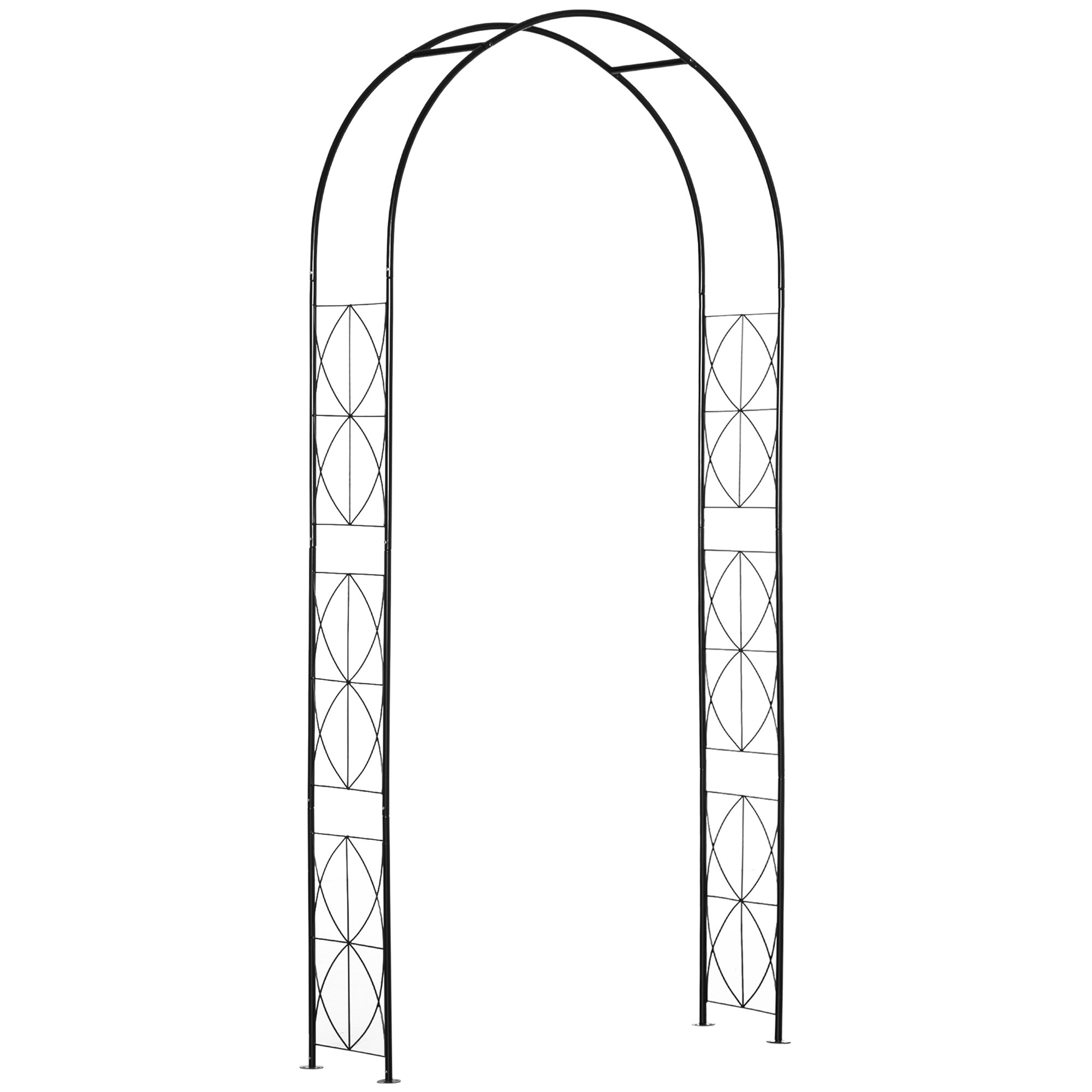 Vintage Style Steel Garden Patio Outdoor Arbor & Trellis Arch Support For Vines & Climbing Plants Decoration - Black 2.3H m-0