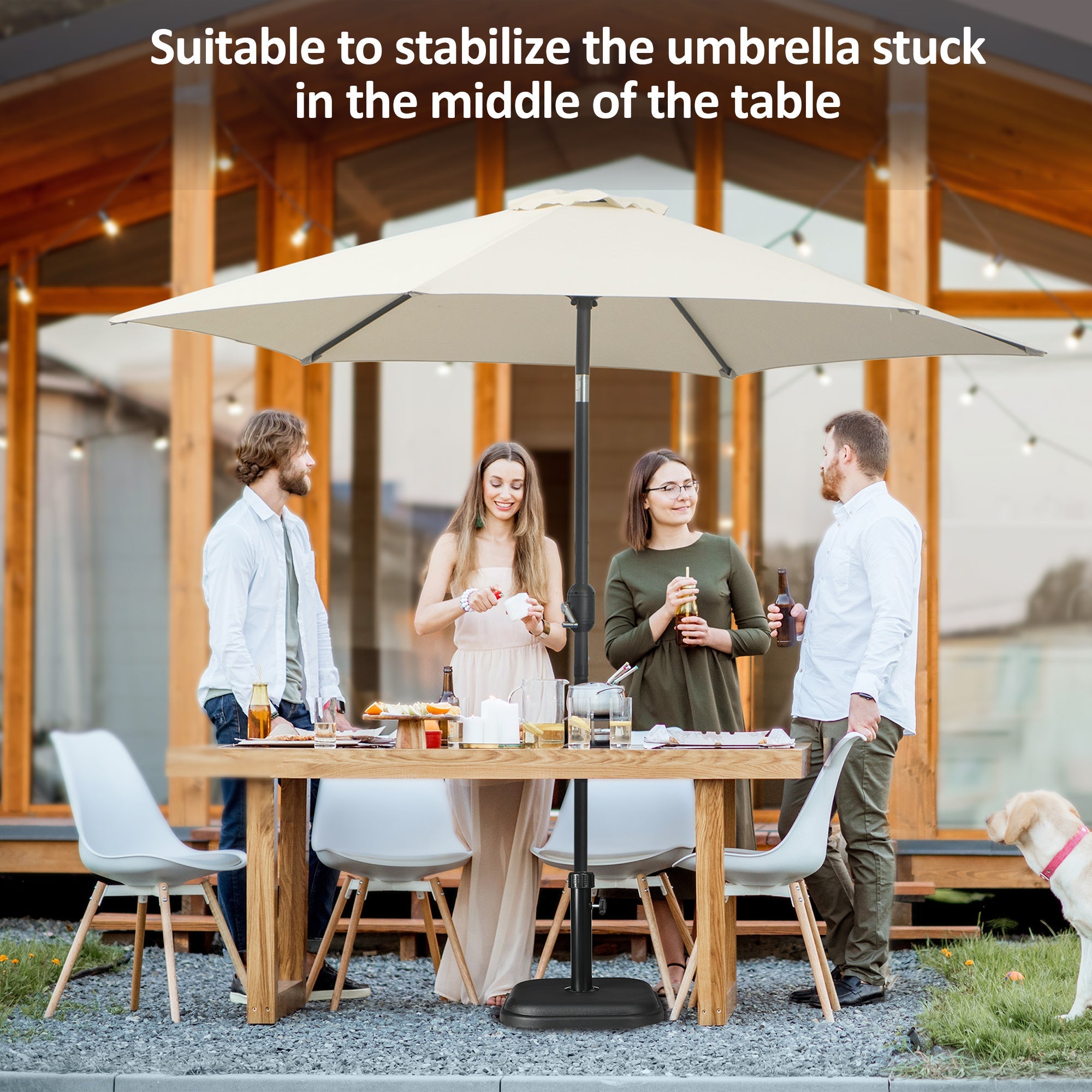 11kg Concrete Garden Parasol Base Holder, Square Outdoor Table Umbrella Stand Weight, Black-3