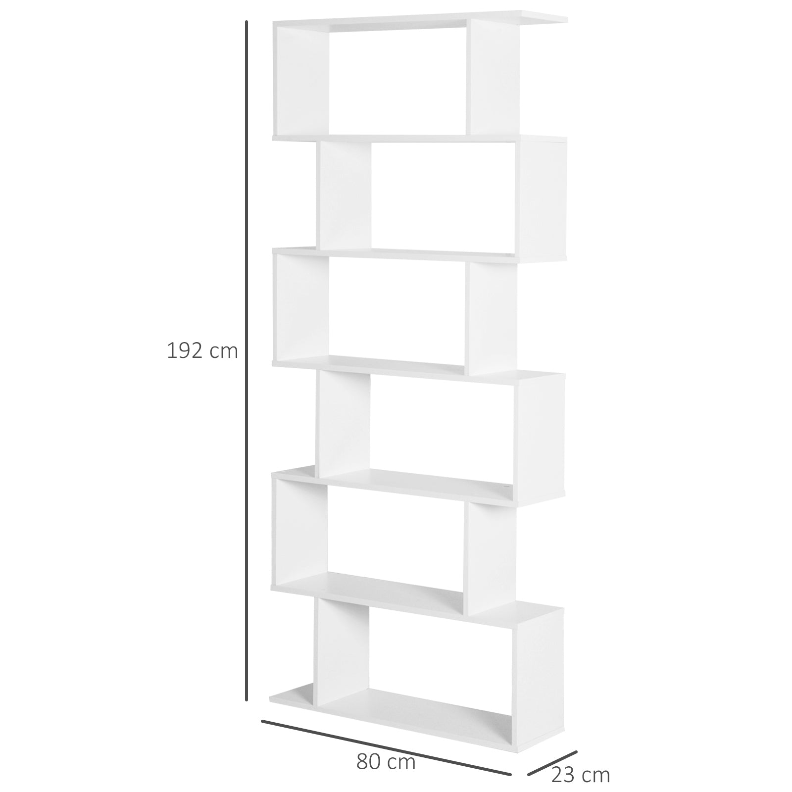 Wooden Wood S Shape Storage Display 6 Shelves Room Divider Unit Chest Bookshelf Bookcase Cupboard Cabinet Home Office Furniture, White-2