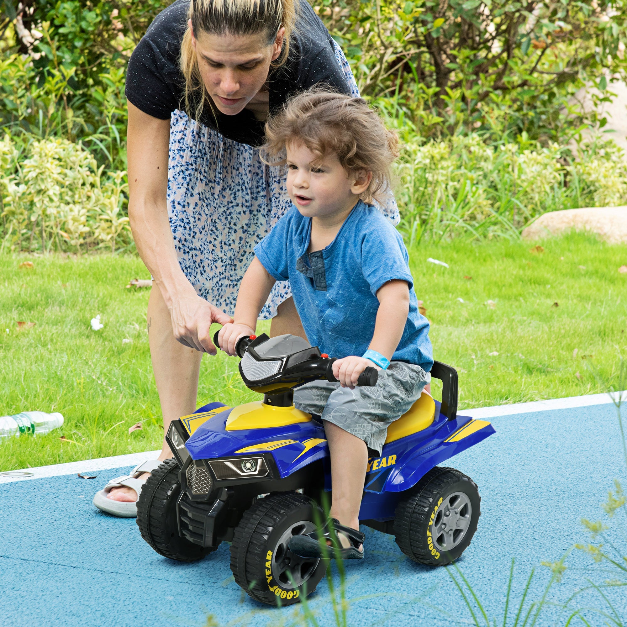 Toddlers Sound Effect PP Quad Bike Walker Yellow/Blue-1