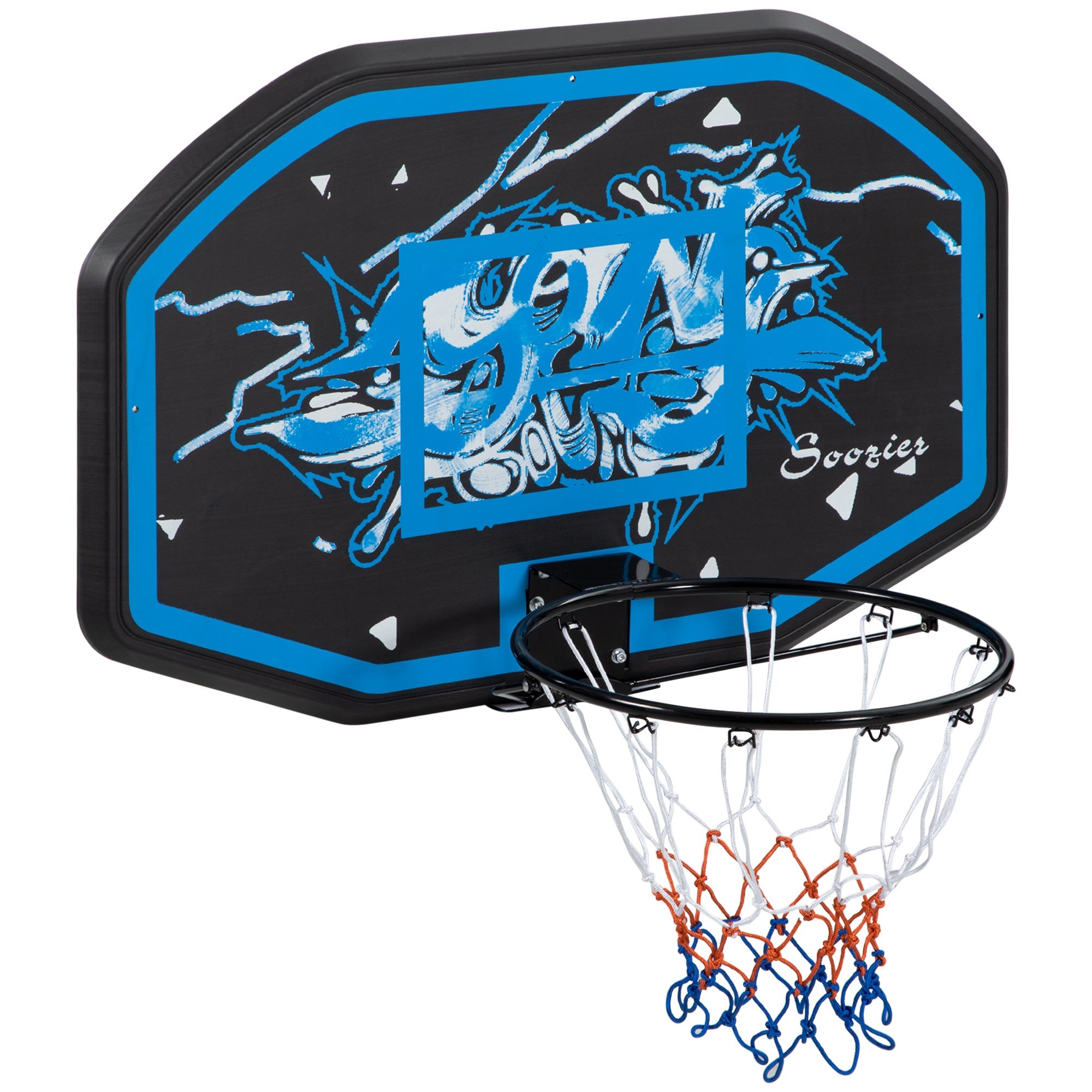 Wall Mounted Basketball Hoop, Mini Basketball Hoop and Backboard for Kids and Adults, Outdoors and Indoors Door & Wall Use, Blue and White-0