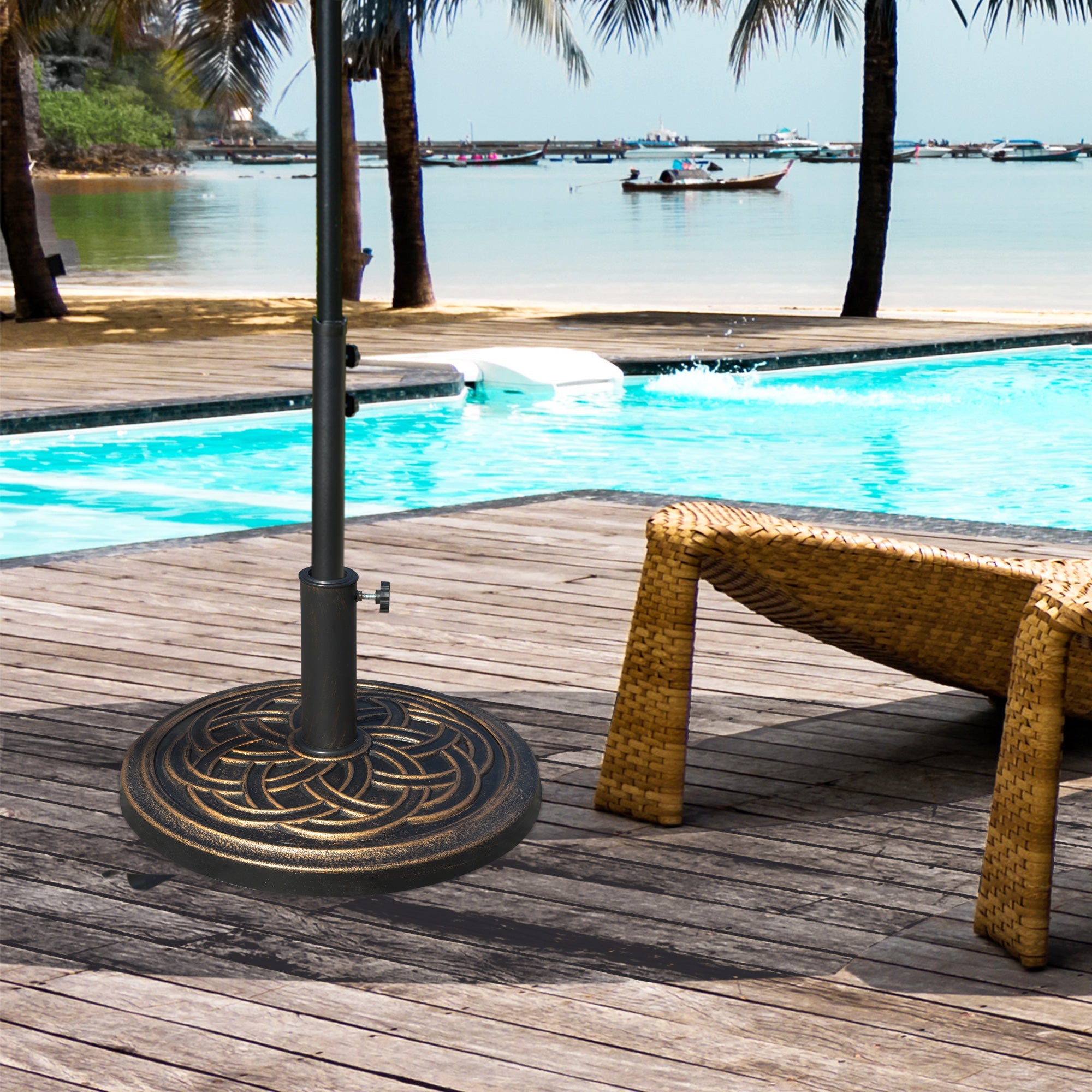 11.5kg Heavy Duty Parasol Base, Umbrella Stand Holder, Parasol Stand for 38mm or 48mm Patio Umbrella Pole, Bronze Tone-1