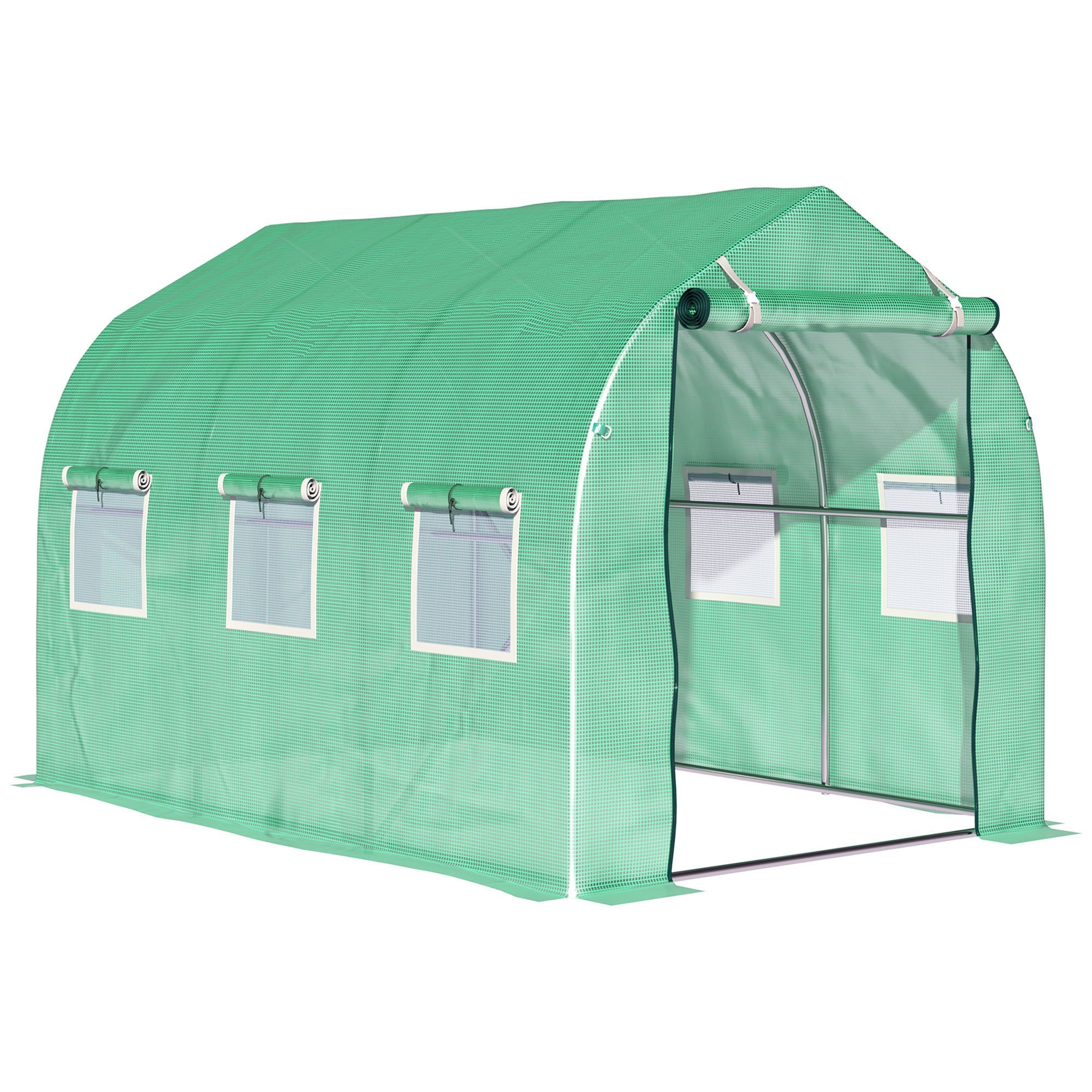 Walk in Polytunnel Greenhouse with Windows and Door for Garden, Backyard (3 x 2M)-0