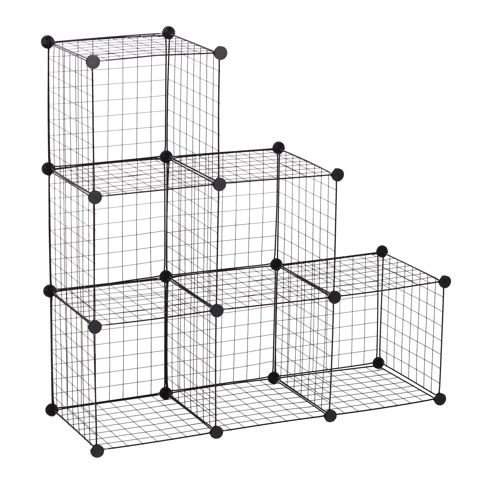 DIY 6 Cube Metal Wire Rack Interlocking Storage Cabinet Living Room Organiser Display Shelves Black-0