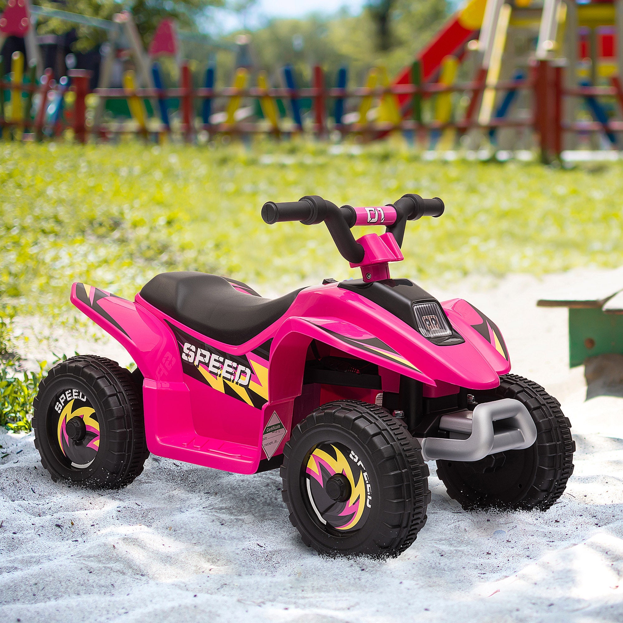 6V Kids Electric Ride on Car ATV Toy Quad Bike Four Big Wheels w/ Forward Reverse Functions Toddlers for 18-36 Months Old Pink-1