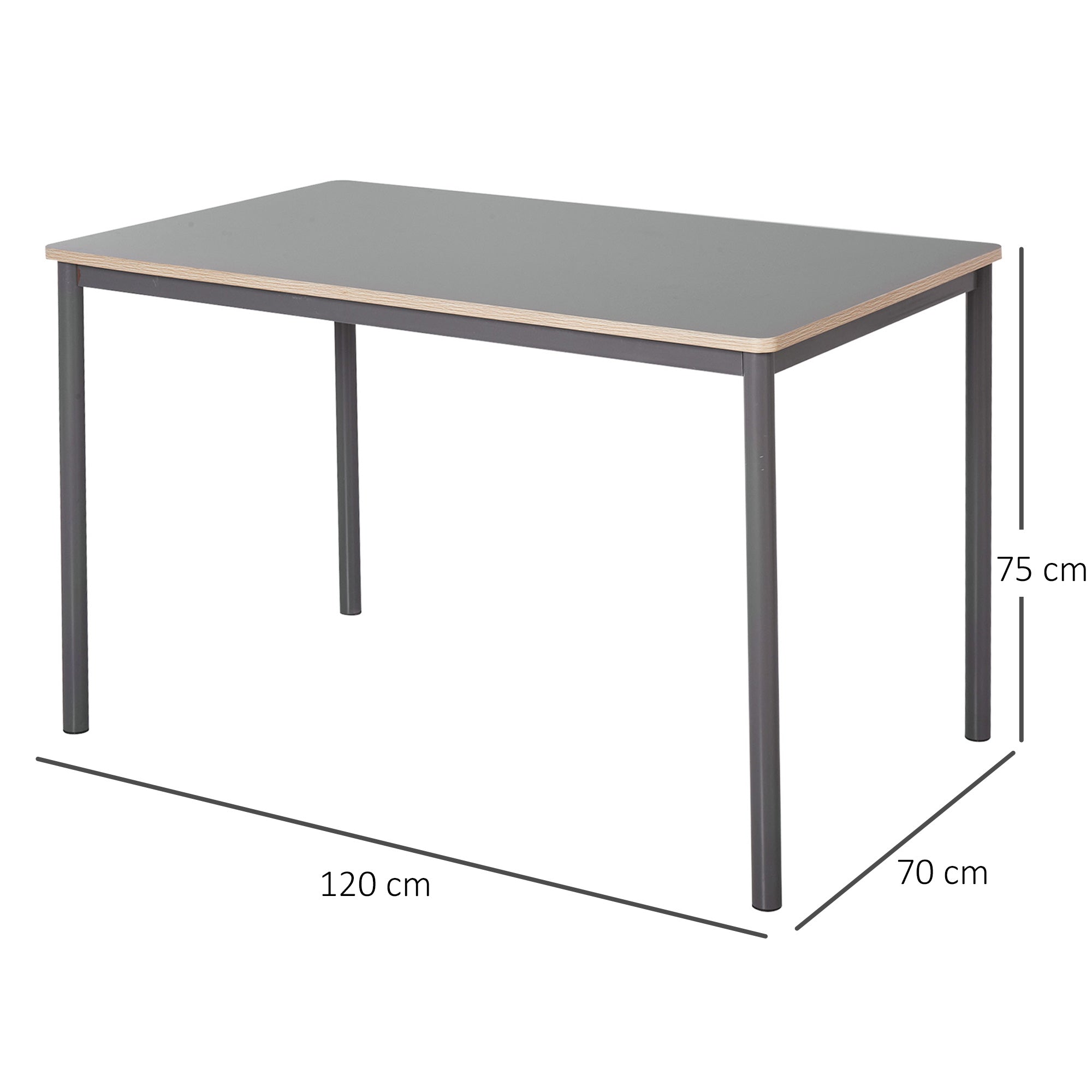 120cm Minimalistic Dining Table w/ Steel Frame Foot Pads Simple Rectangle Style Home Dining Working Display Grey-2