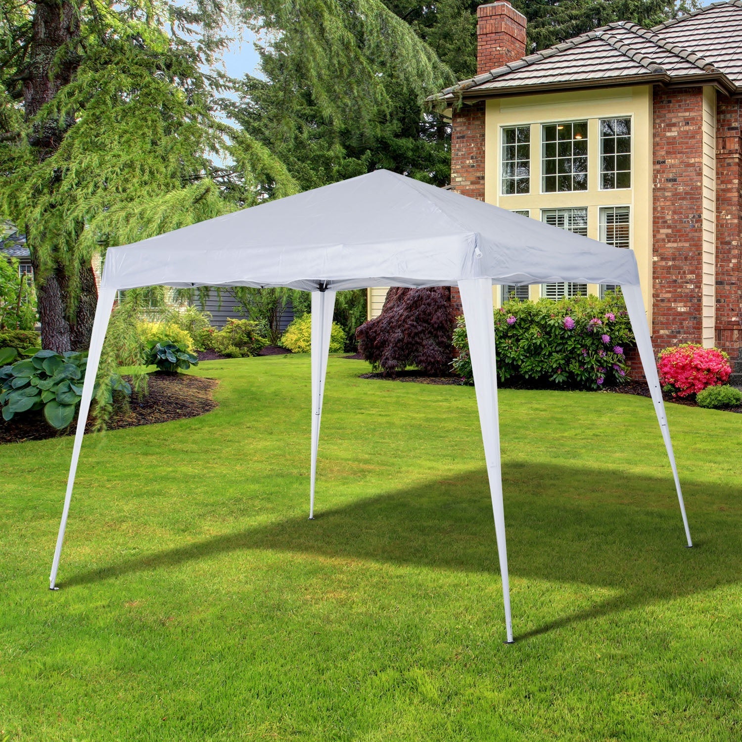 3 x 3 m Canopy Tent Slant Leg Pop Up Gazebo w/ Carry Bag, Height Adjustable Party Tent Instant Event Shelter for Garden, Patio, White-0