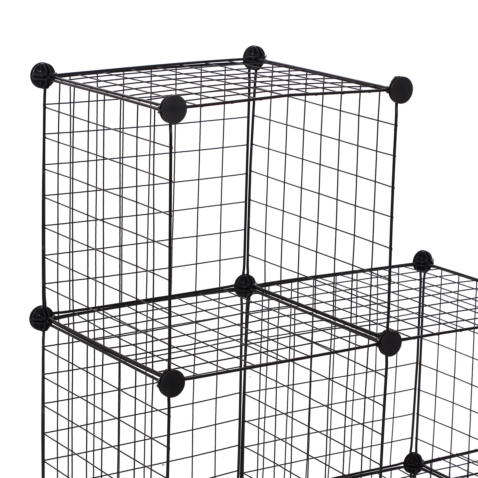 DIY 6 Cube Metal Wire Rack Interlocking Storage Cabinet Living Room Organiser Display Shelves Black-3