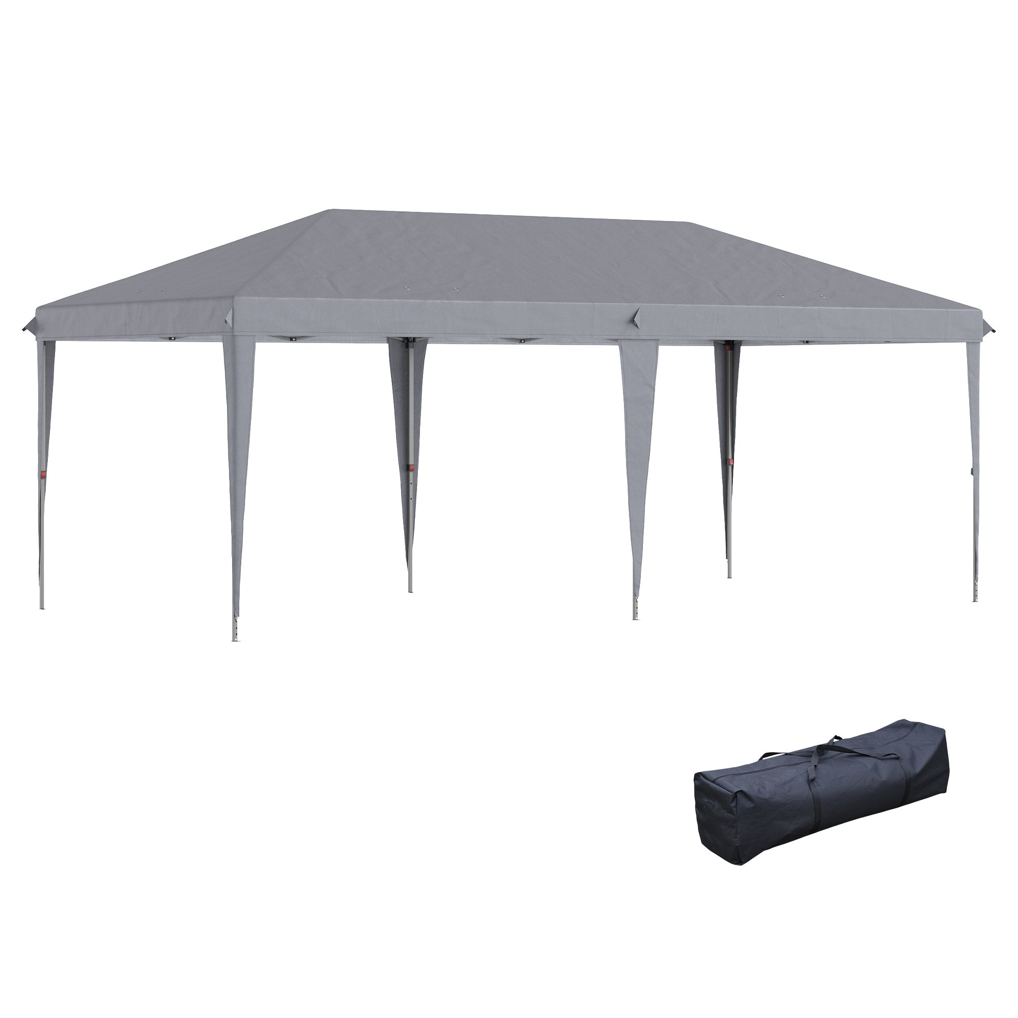 3 x 6 m Pop Up Gazebo, Foldable Canopy Tent, Height Adjustable Wedding Awning Canopy w/ Carrying Bag, Grey-0