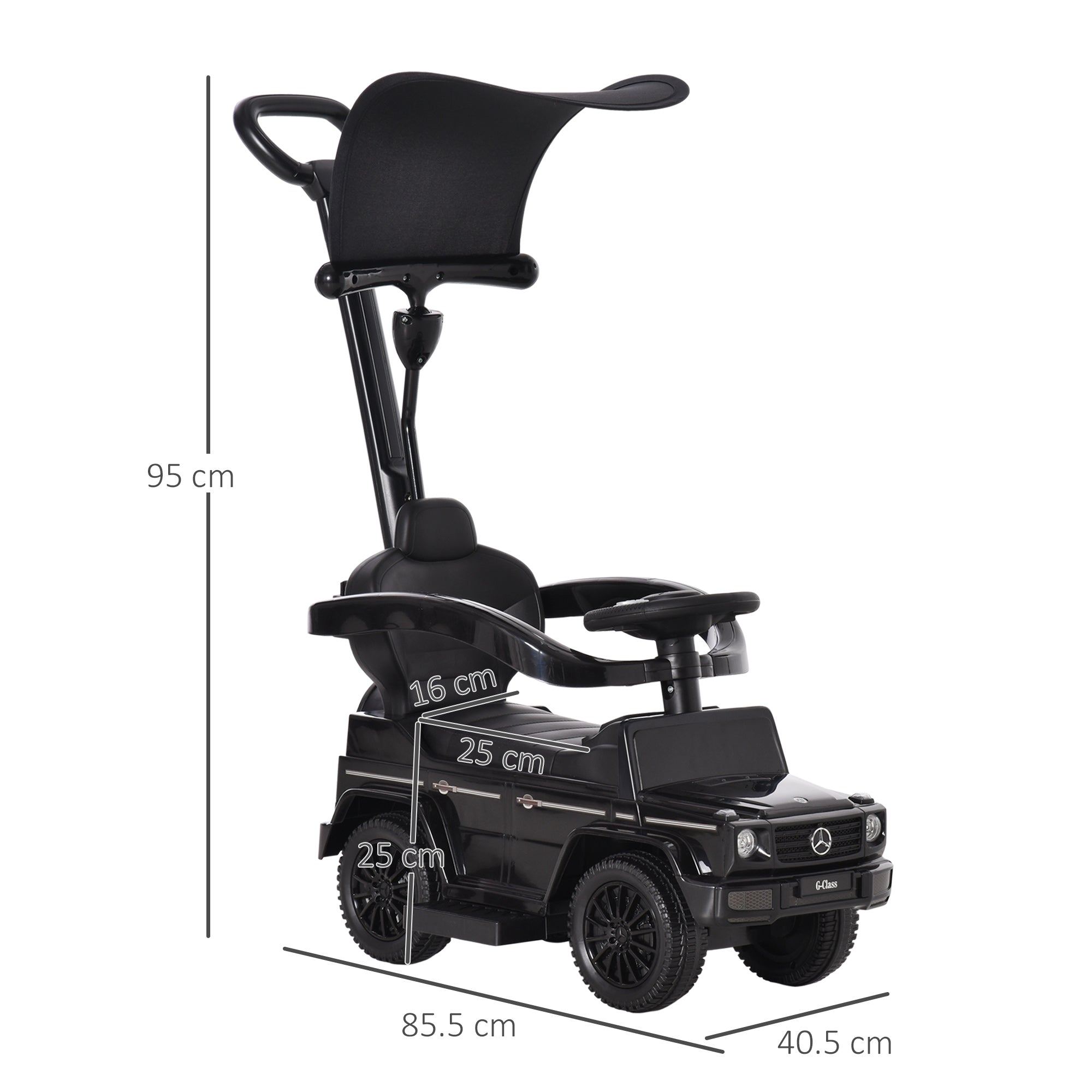 Ride-On Car Push Along Car Mercedes-Benz G350 Sliding Walker Foot to Floor Slider Stroller Toddler w/ Steering Wheel, Black-2