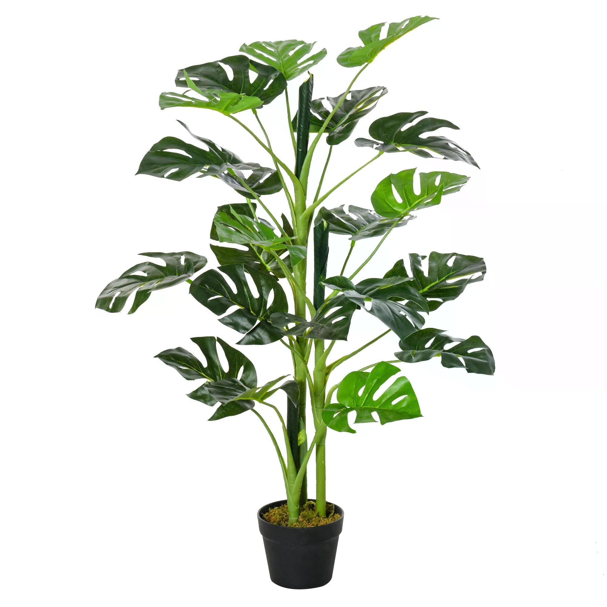 100cm/3.3FT Artificial Monstera Tree Decorative Cheese Plant 21 Leaves with Nursery Pot, Fake Tropical Palm Tree for Indoor Outdoor Décor-1