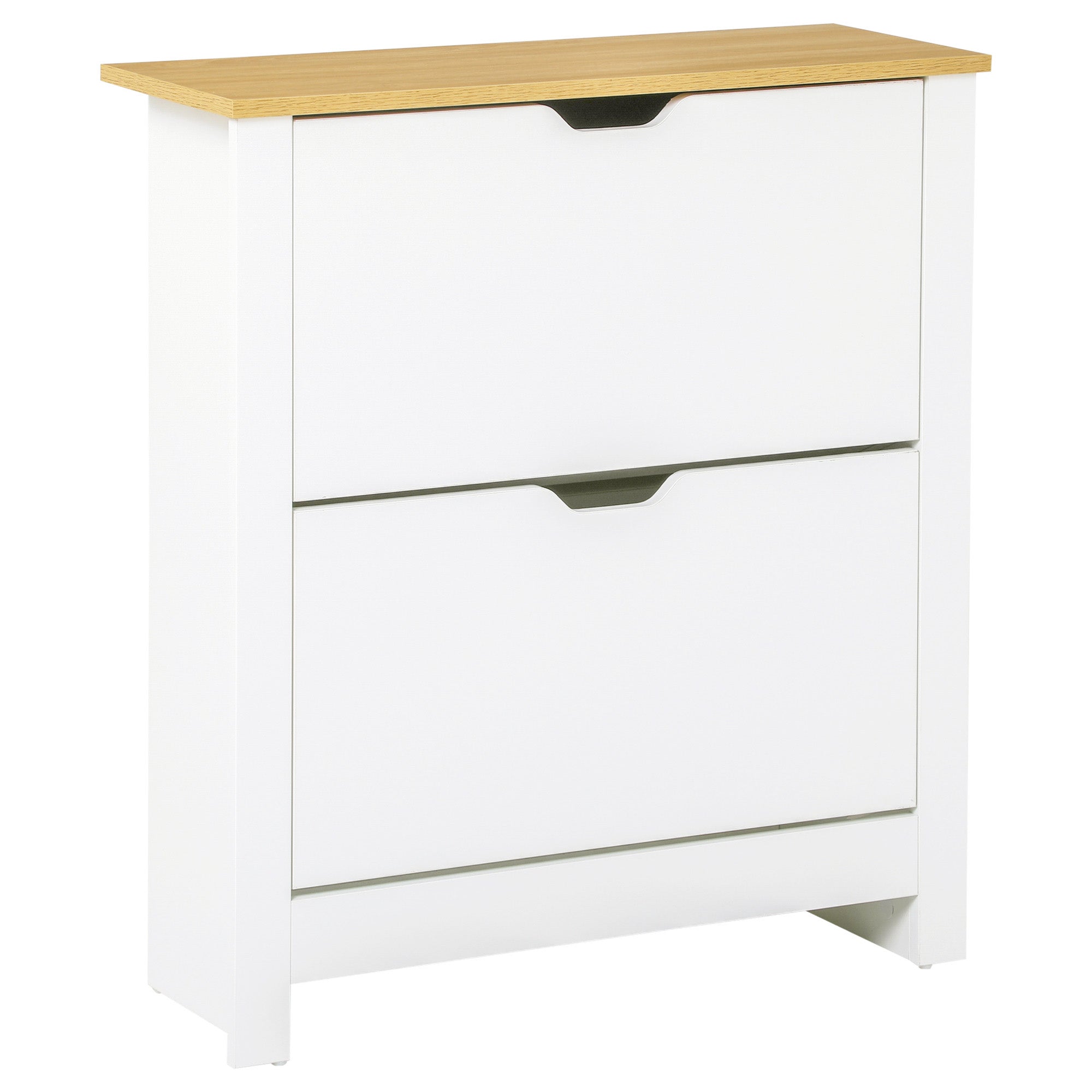 12-Shoe Storage Cabinet 4 Shelves 2 Drawers 4 Protective Legs Modern Stylish Unit Hallway Bedroom Home Furniture White-0