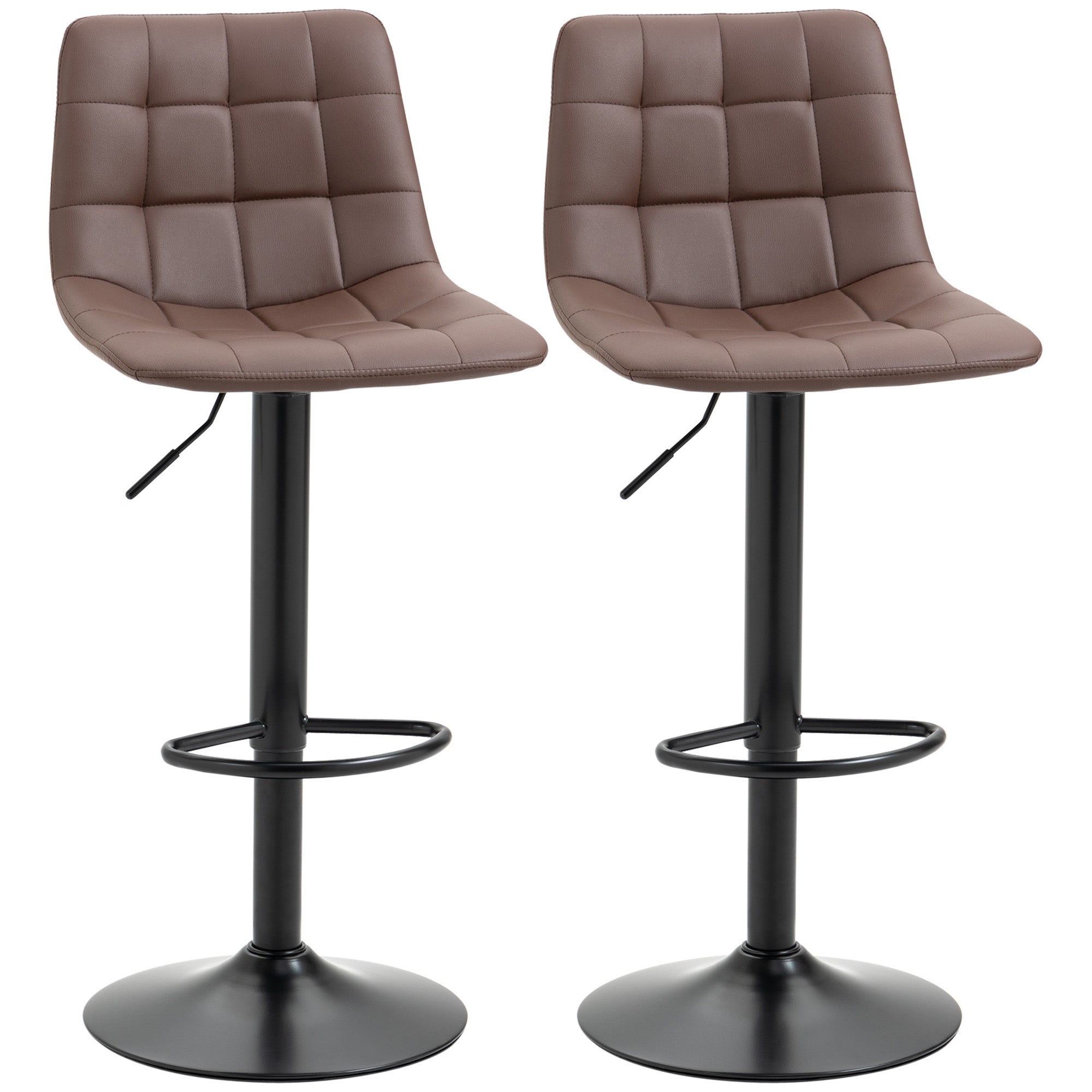 Adjustable Bar Stools Set of 2, Counter Height Barstools Dining Chairs 360° Swivel with Footrest for Home Pub and Kitchen, Brown-0