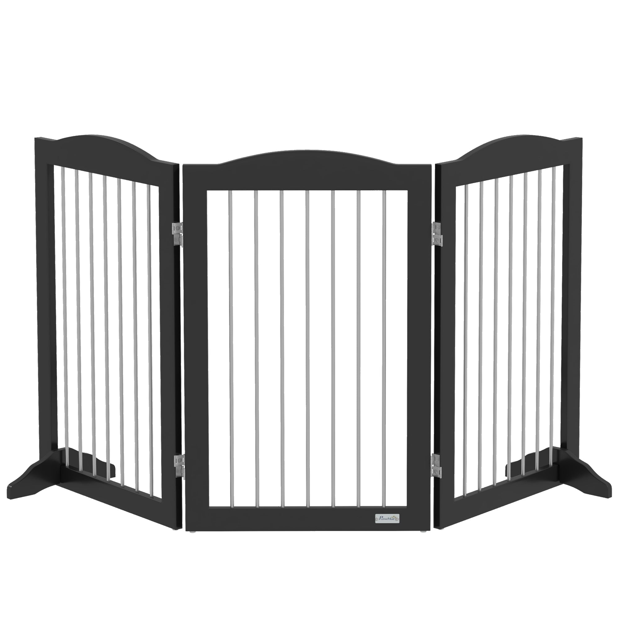 Foldable Dog Gate, Freestanding Pet Gate, with Two Support Feet, for Staircases, Hallways, Doorways - Black-0