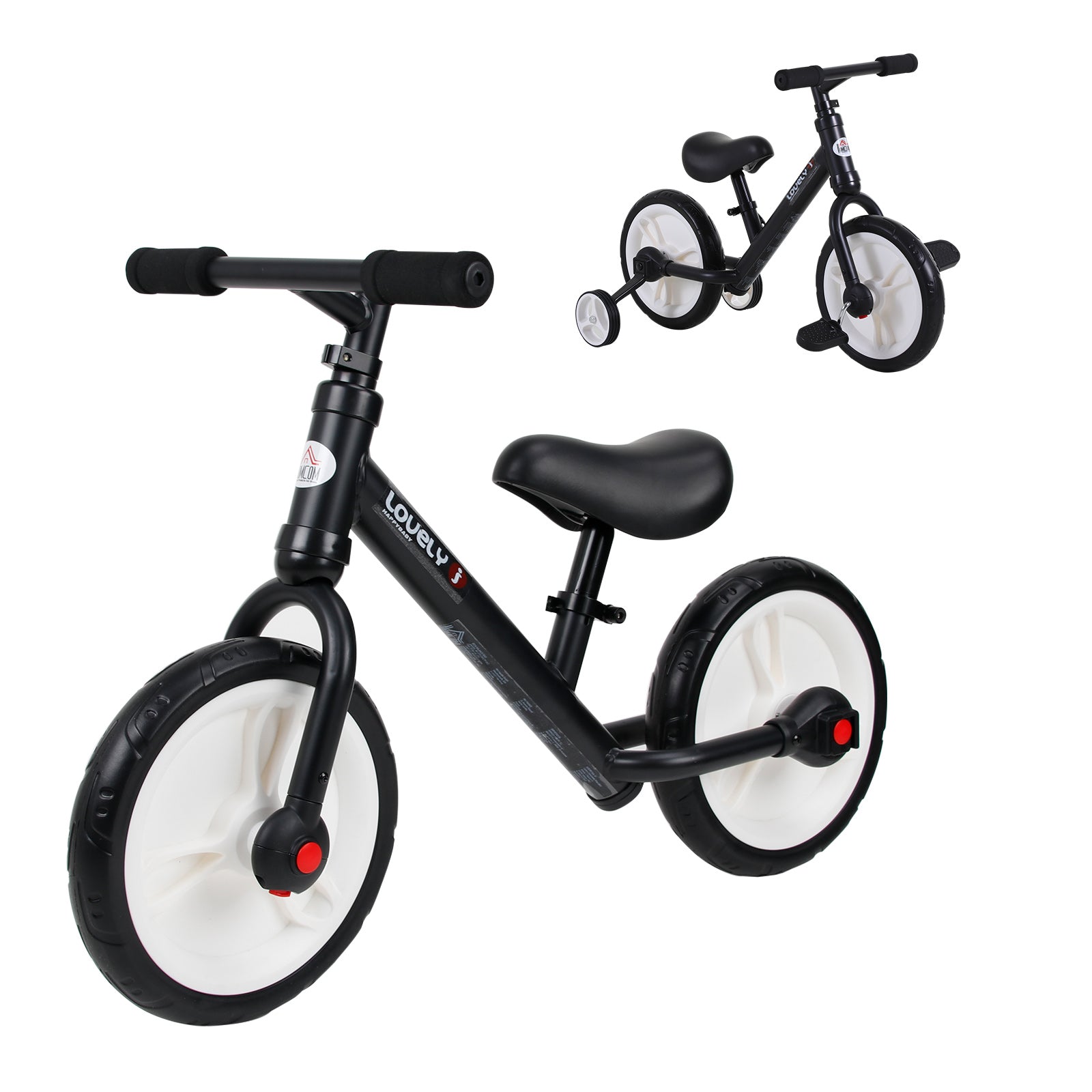 PP Toddlers Removable Stabiliser Balance Bike Black-0