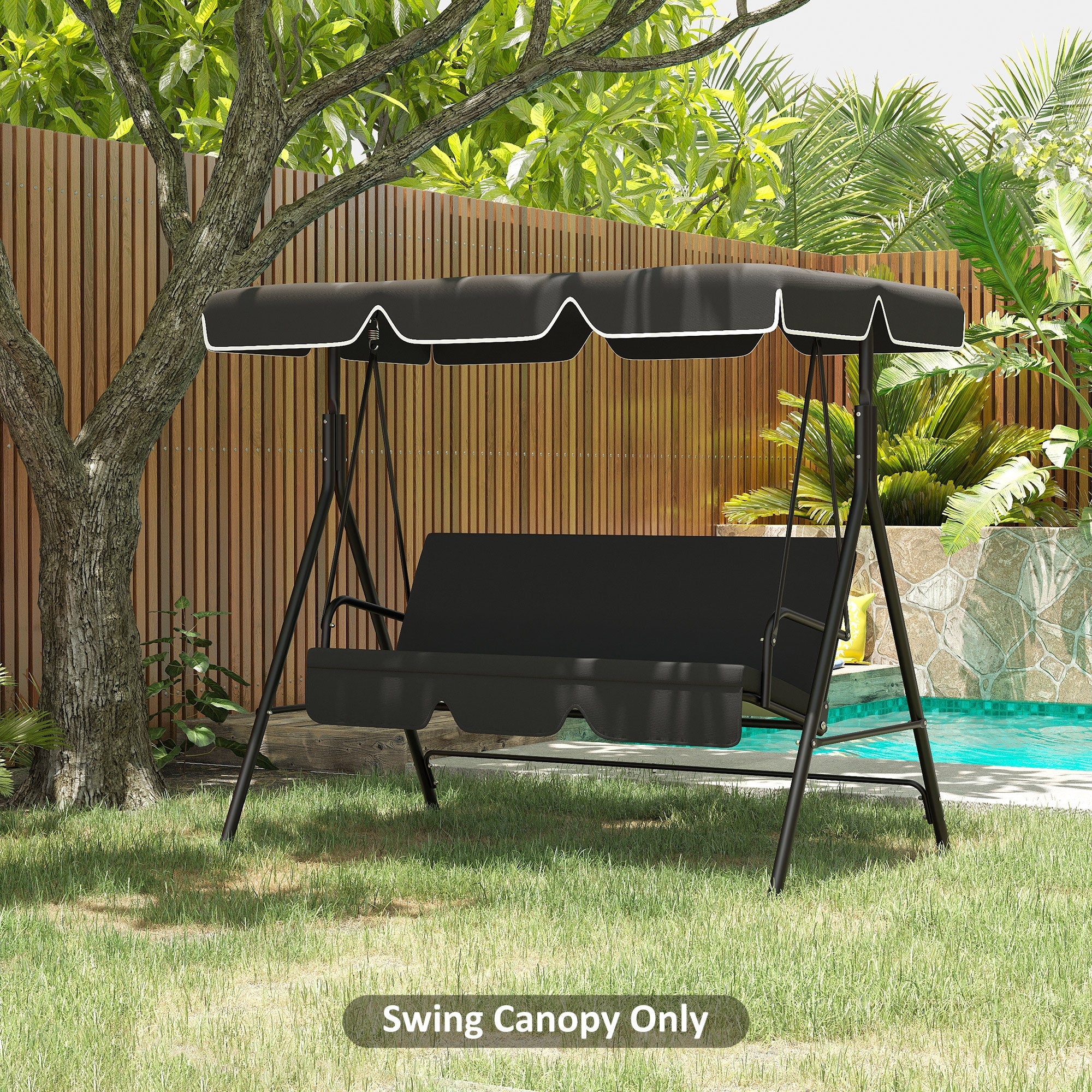 2 Seater Garden Swing Canopy Replacement Cover, UV50+ Sun Shade (Canopy Only), Black-1