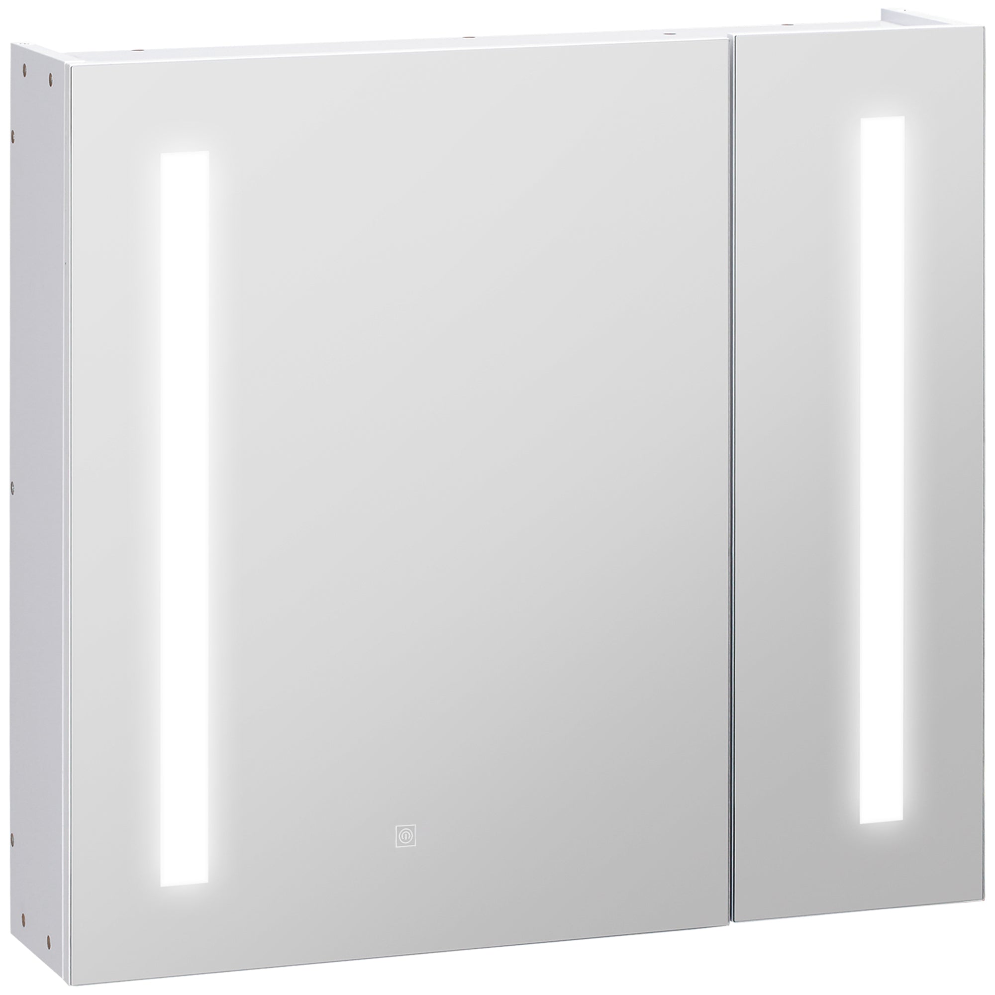 Wall Mounted Bathroom Cabinet w/ LED Lights, Illuminated Bathroom Mirror Cabinet w/ Adjustable Shelf, Touch Switch, USB Charge, White-0