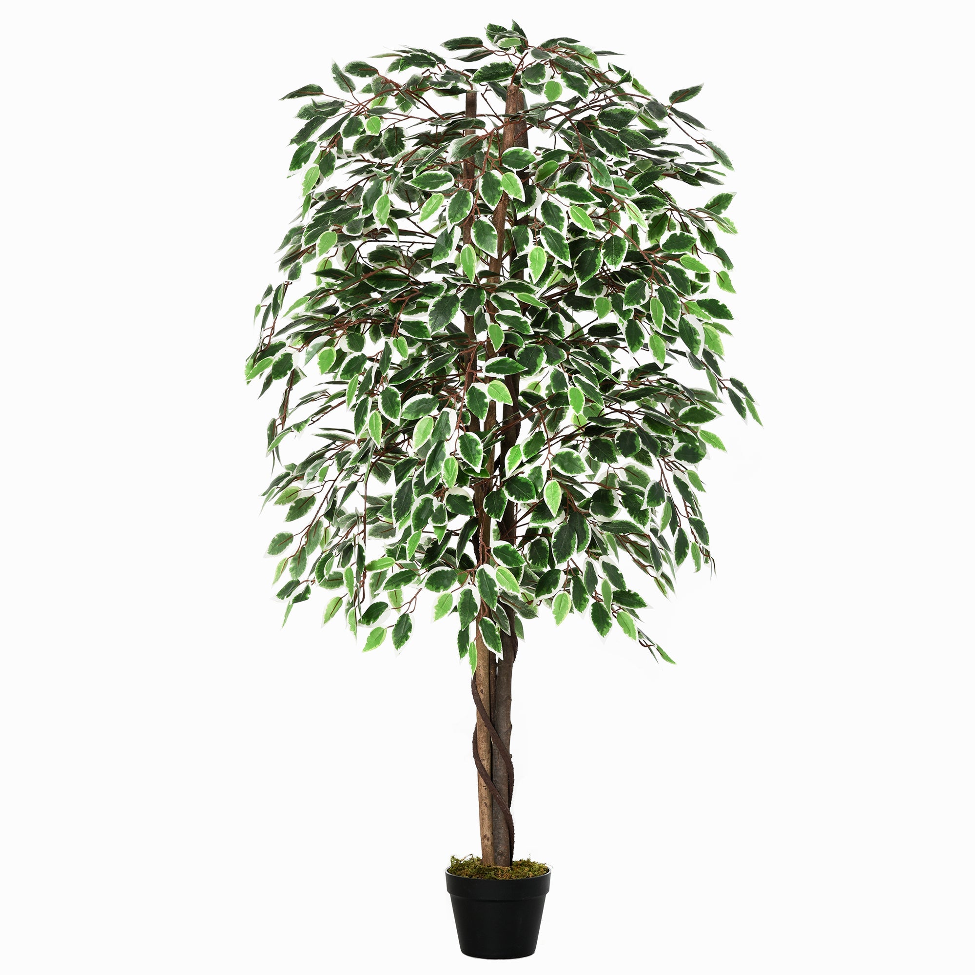 160cm/5.2FT Artificial Ficus Silk Tree with Nursery Pot, Decorative Fake Plant, for Indoor Outdoor Décor-1