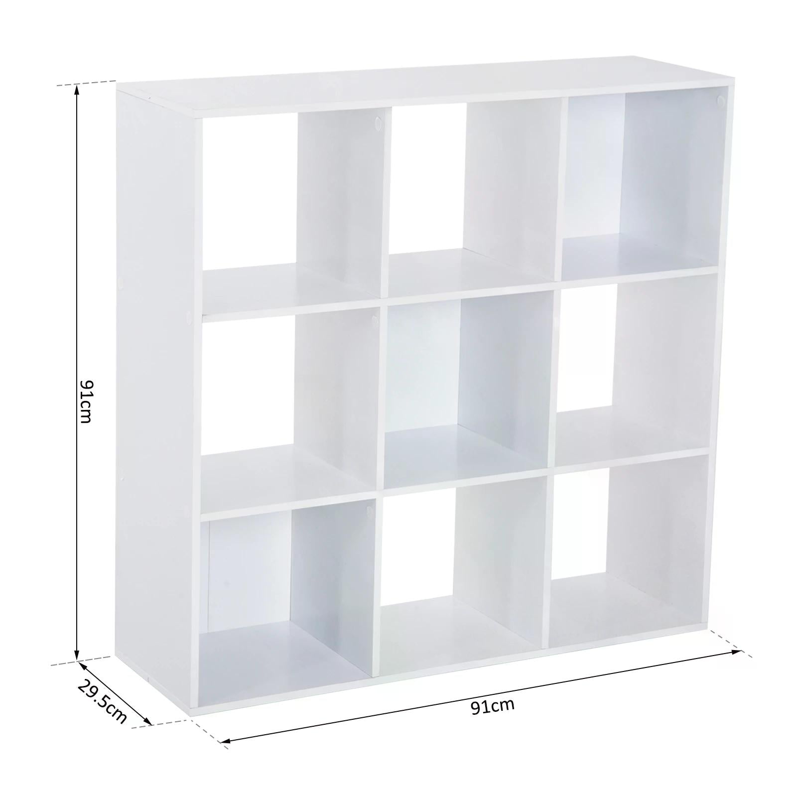 Wooden 9 Cube Storage Unit w/3 Tier Shelves Organiser Display Rack Living Room Bedroom Furniture - White-2