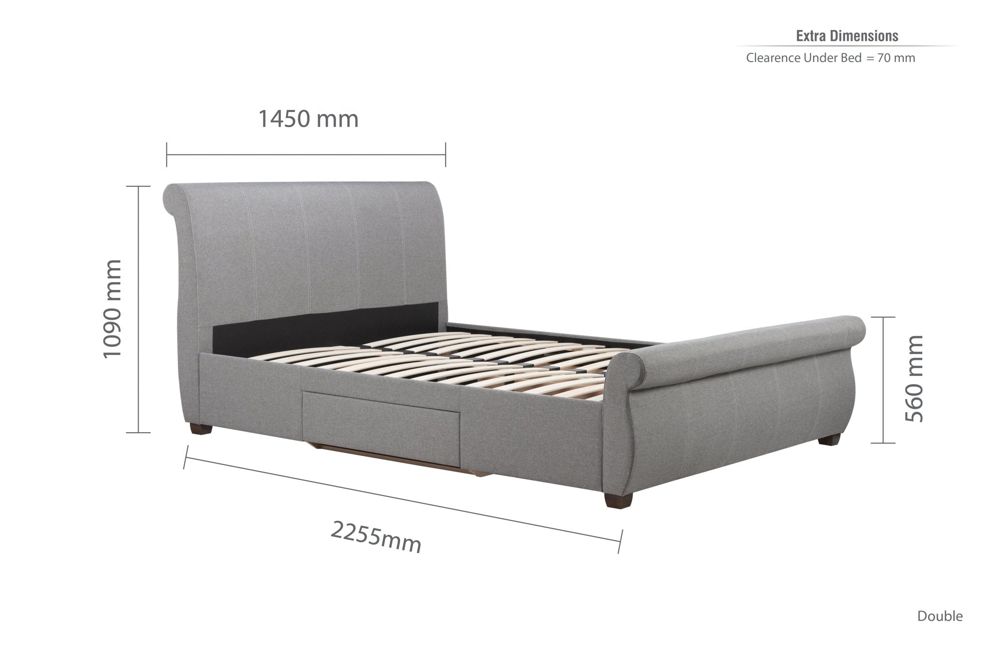 Lancaster Double Bed Grey-1