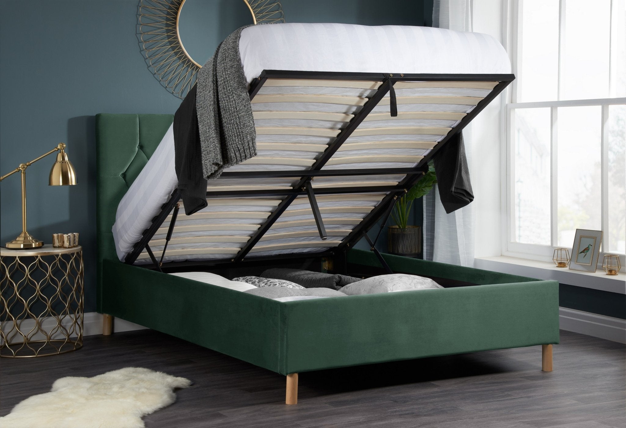 Loxley King Ottoman Bed Green-4