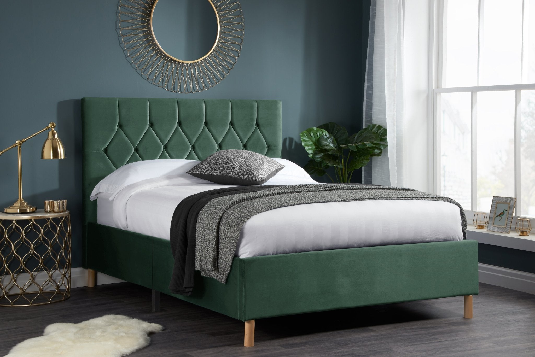 Loxley Small Double Bed Green-0