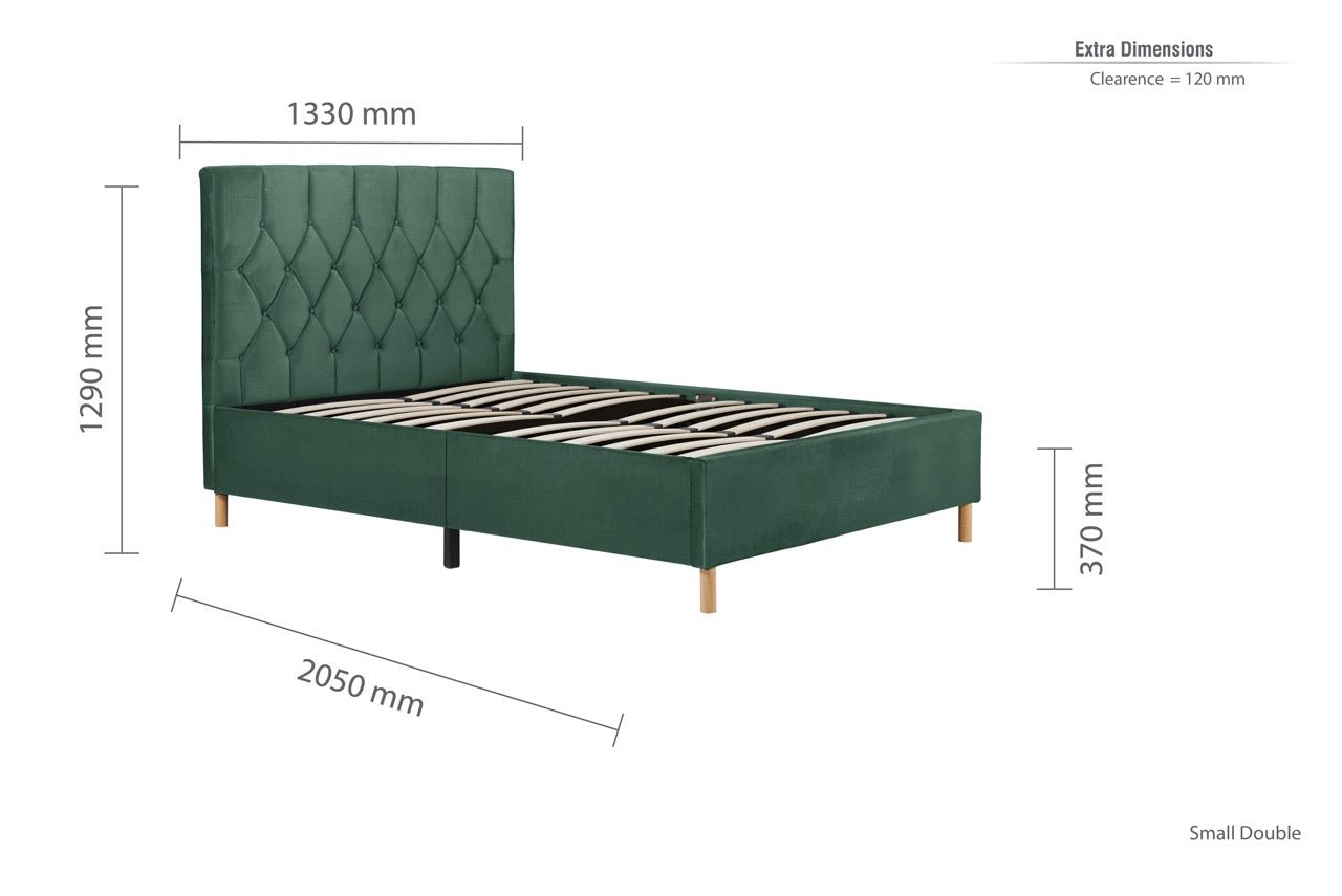 Loxley Small Double Bed Green-2