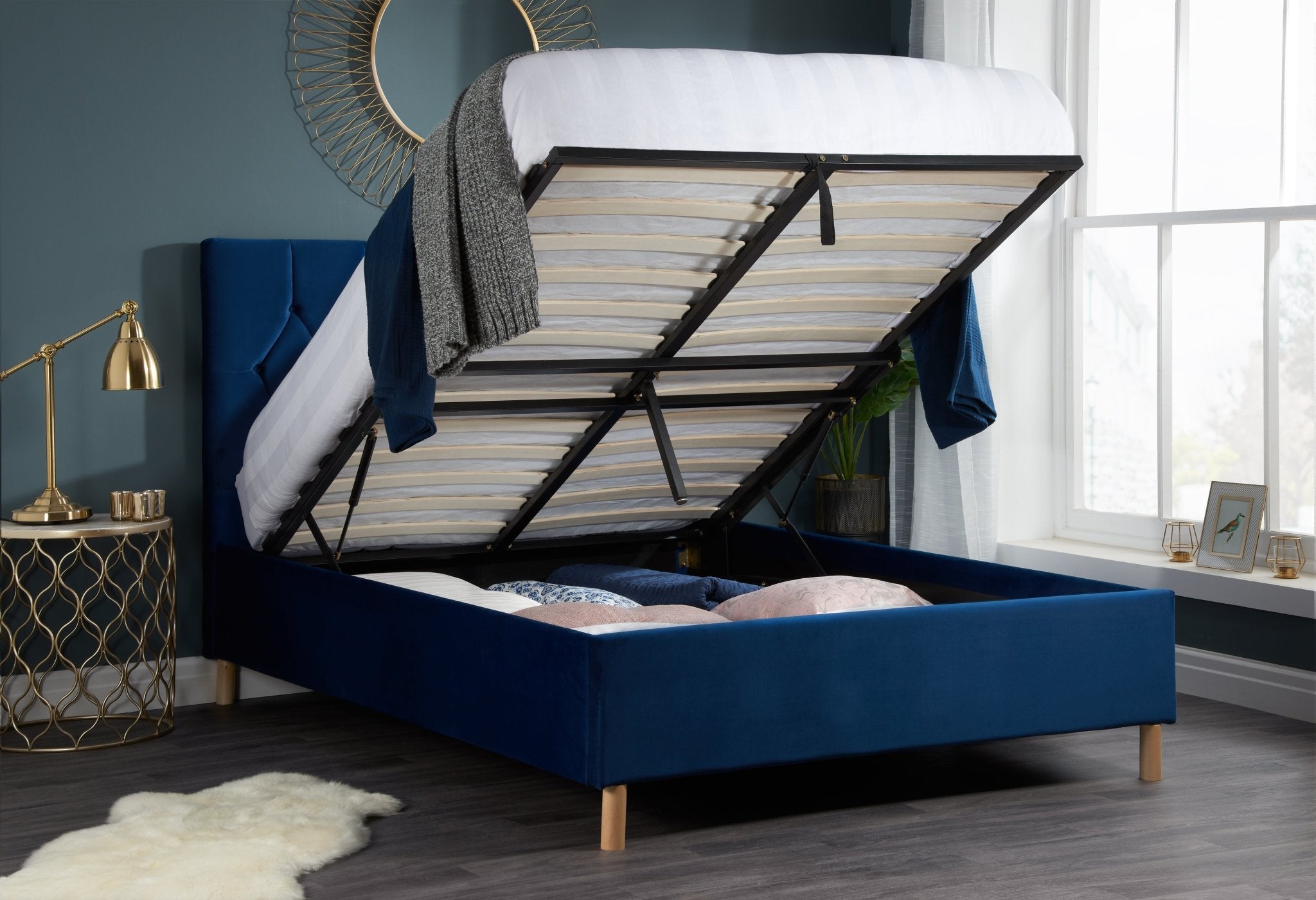 Loxley Small Double Ottoman Bed Blue-2