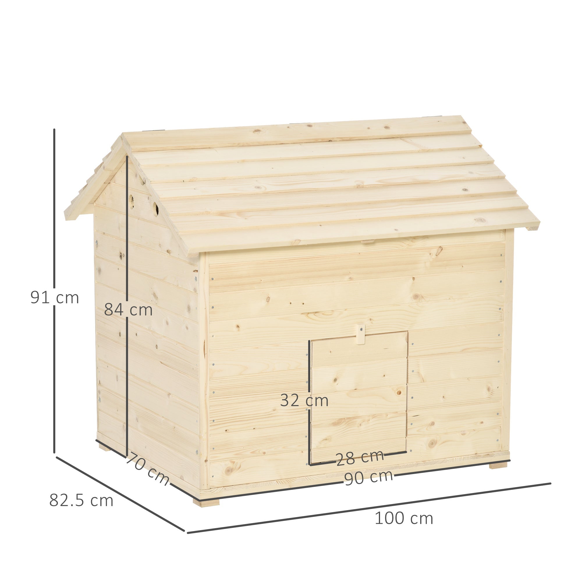 Wooden Duck House Poultry Coop for 2-4 Ducks with Openable Roof Raised Feet Air holes Natural-2