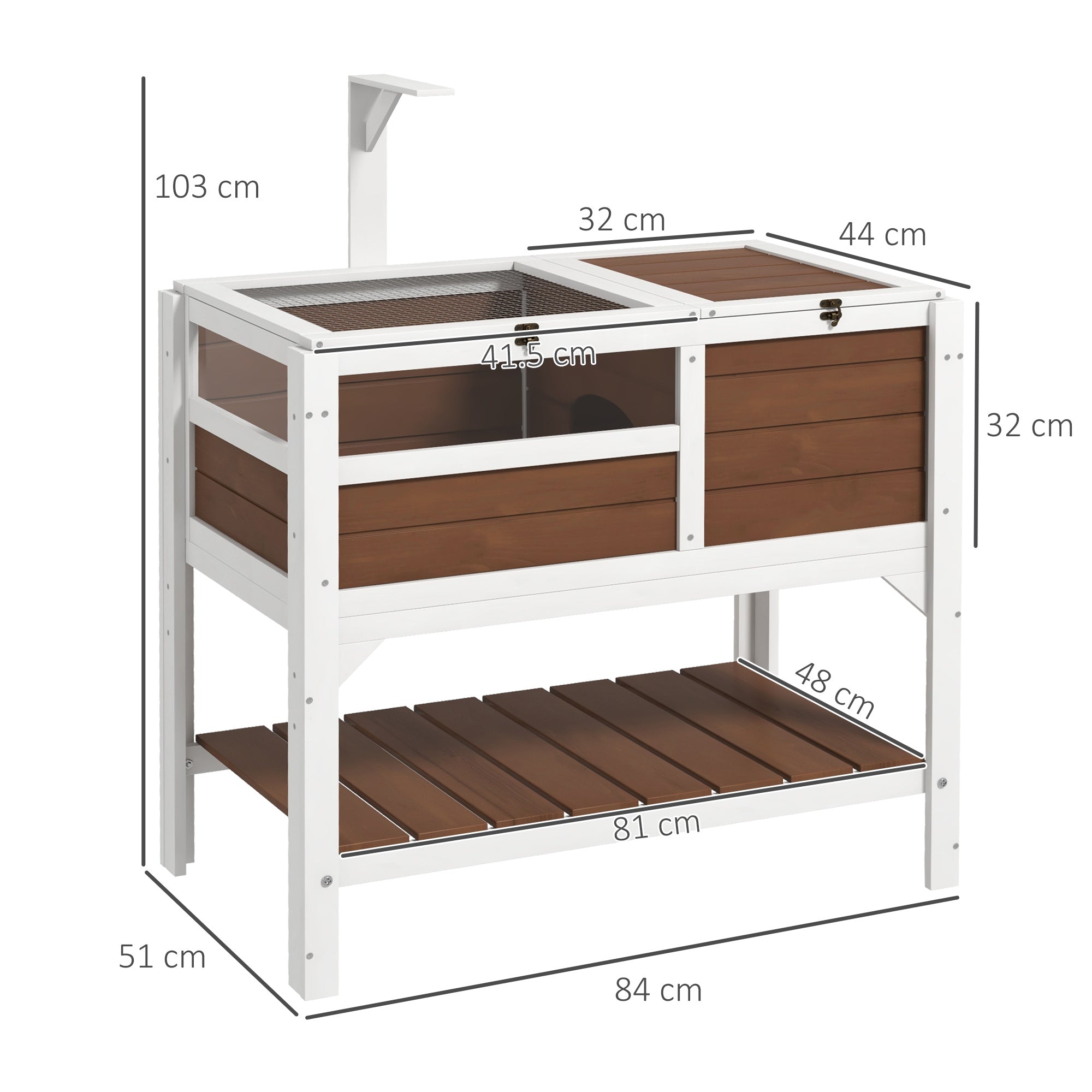 Wooden Tortoise House, with Shelter, Run, Shelf, Lamp Holder, Tray-2