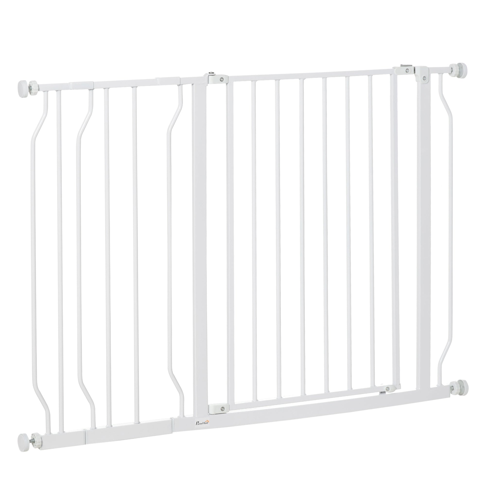 Expandable Dog Gate with Door pressure,75-115cm Doorway Pet Barrier Fence for Hallways, Staircases, White-0