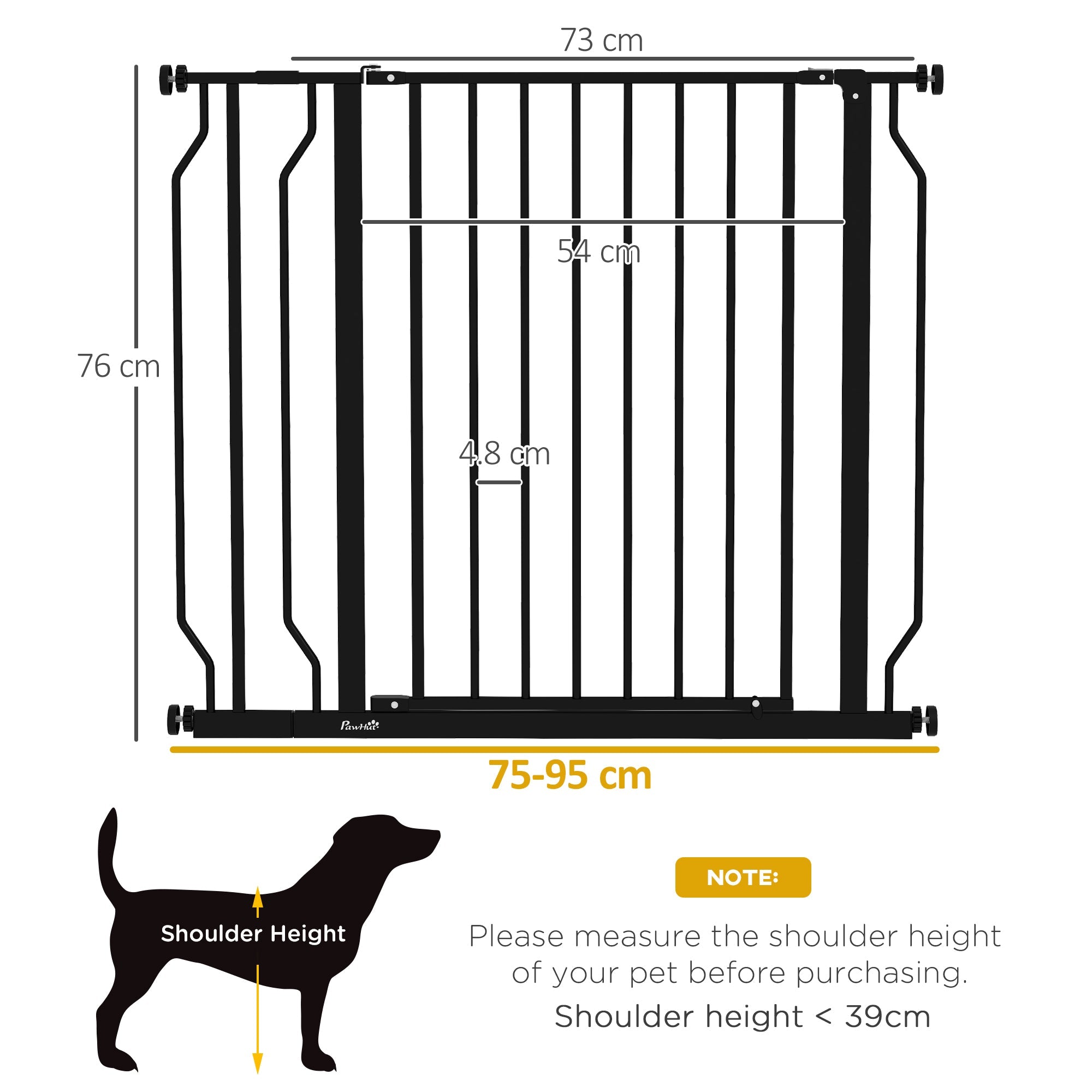 Wide Dog Safety Gate, with Door Pressure, for Doorways, Hallways, Staircases - Black-2