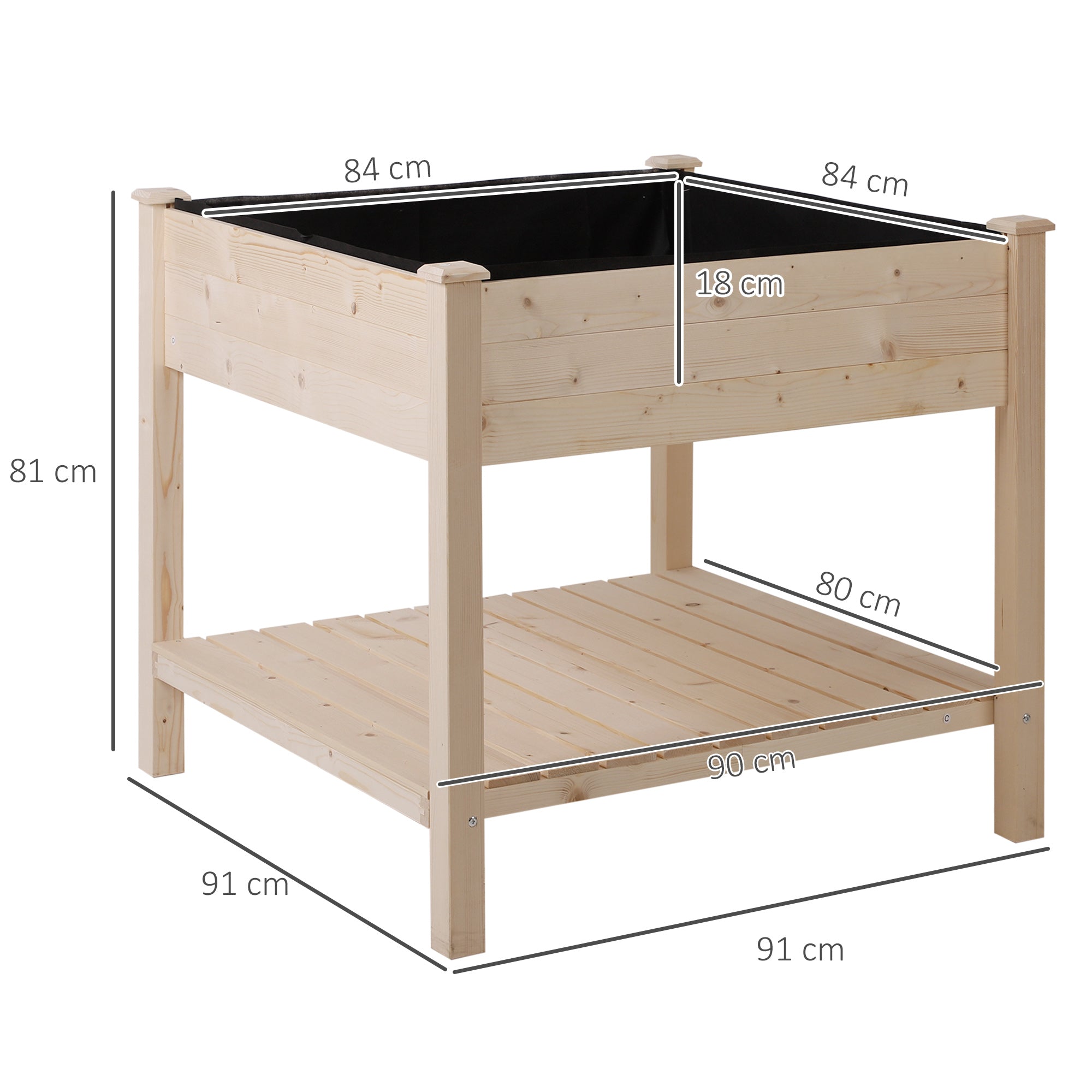 Wooden Planter Elevated Garden Planting Bed Stand Outdoor Flower Box w/ Storage Shelf-2