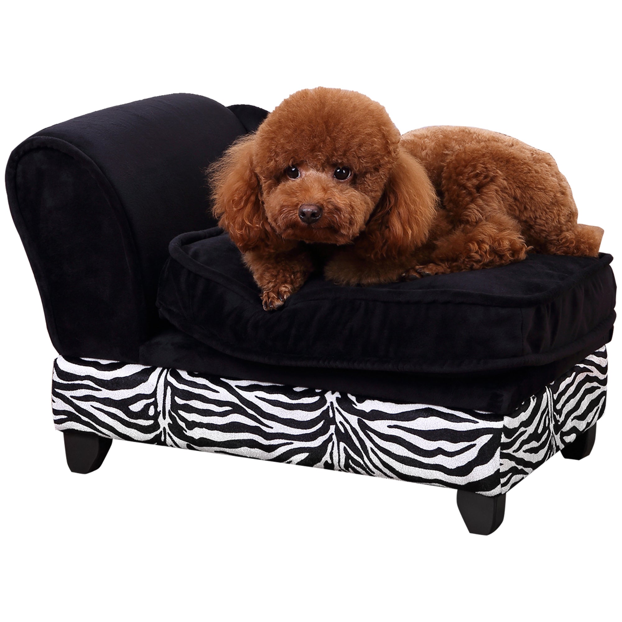 Dog Sofa Bed for XS-Sized Dogs, Pet Chair w/ Hidden Under Seat Storage, Cat Sofa Lounge w/Removable Soft Cushion, Thick Sponge, Wooden Frame-0