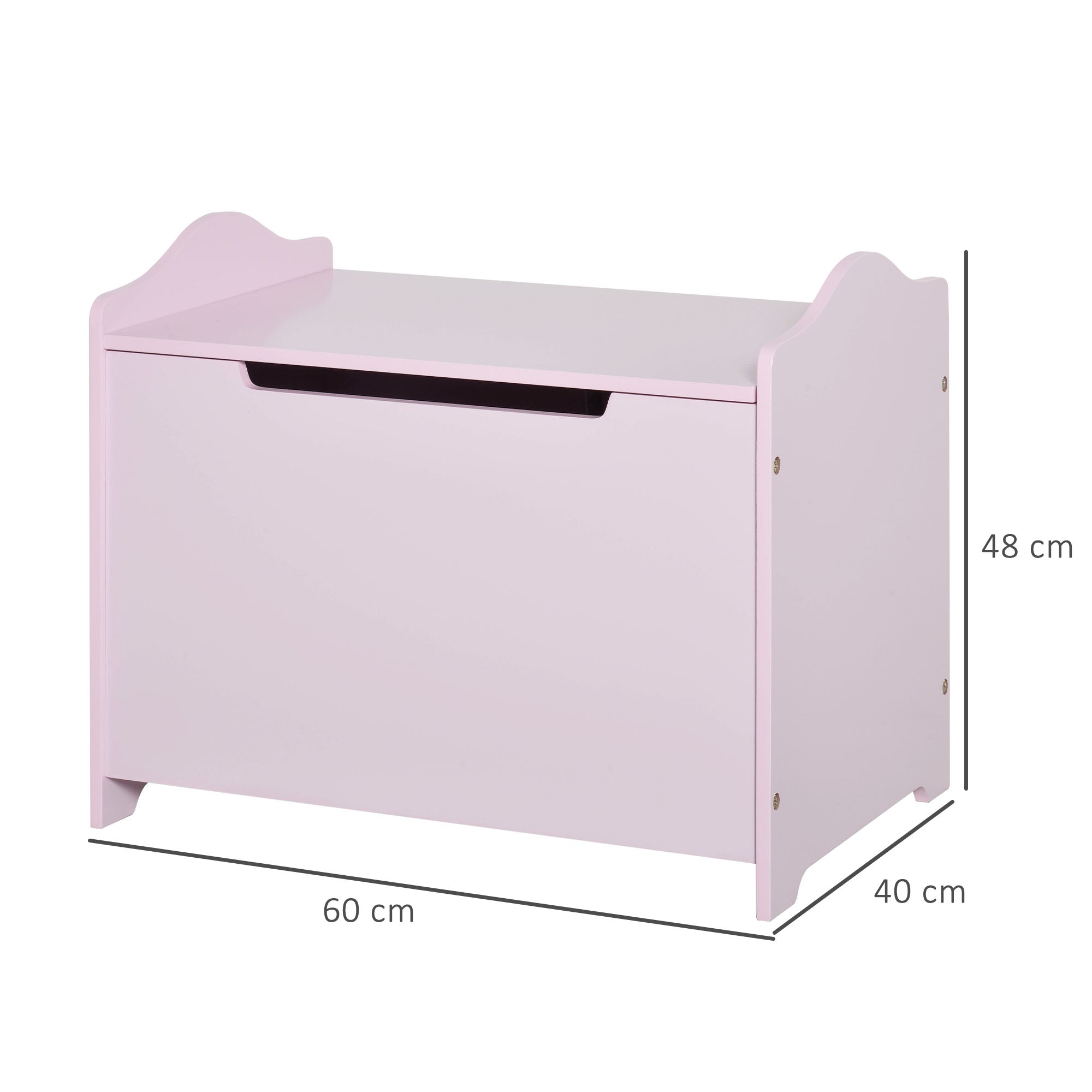 Wooden Kids Children Toy Storage Organizer Chest Safety Hinge Play Room Furniture Pink 60 x 40 x 48 cm-2