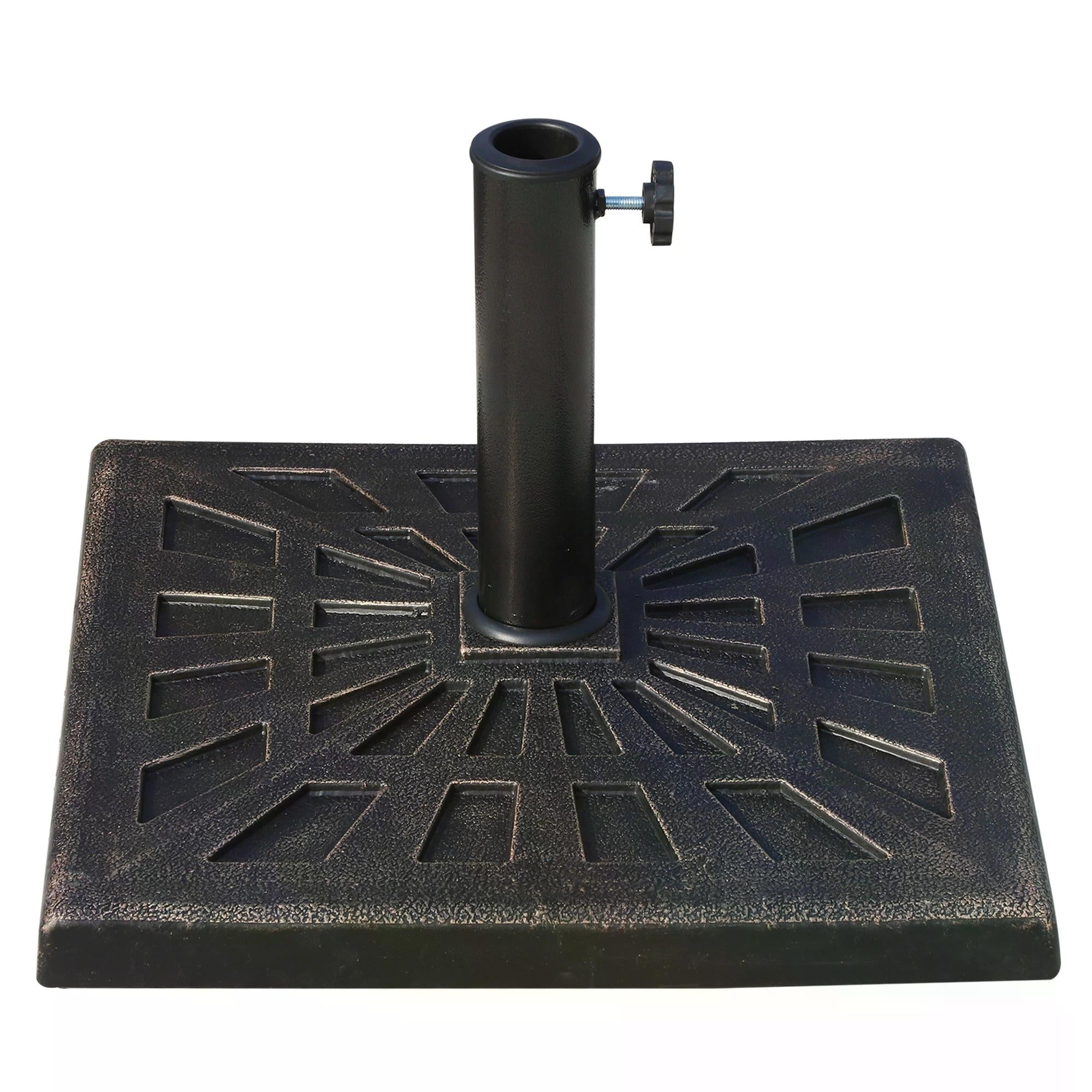 15kg Parasol Base Durable Patterned Colophony Garden Patio Square Umbrella Stand Base Stand Bronze-0