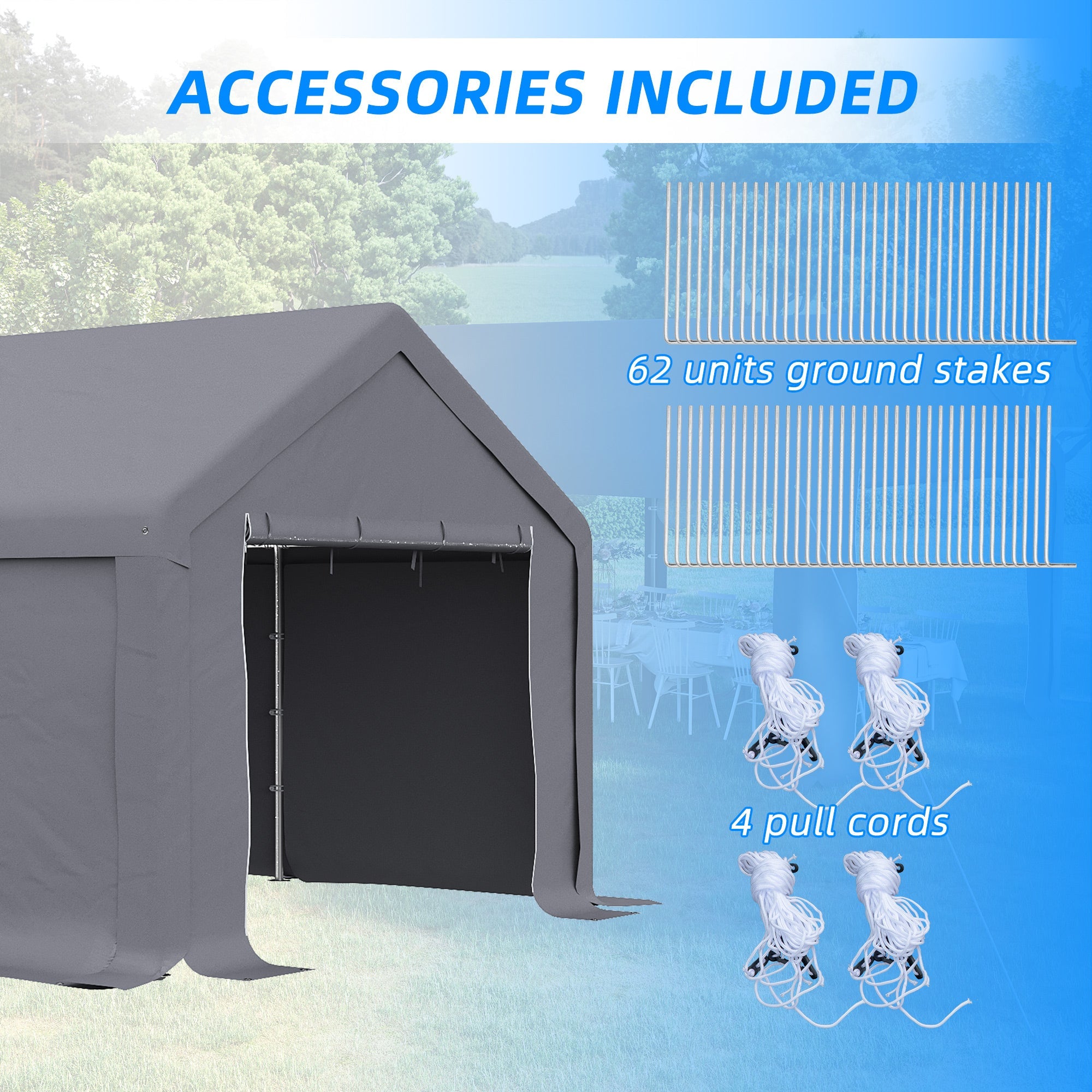 4 x 8 m Patio Garden Party Canopy, Outdoor BBQ, Wedding, Camping Gazebo Tent, Car Canopy Shelter w/ Side Panels & Zipper Door, Dark Grey-4